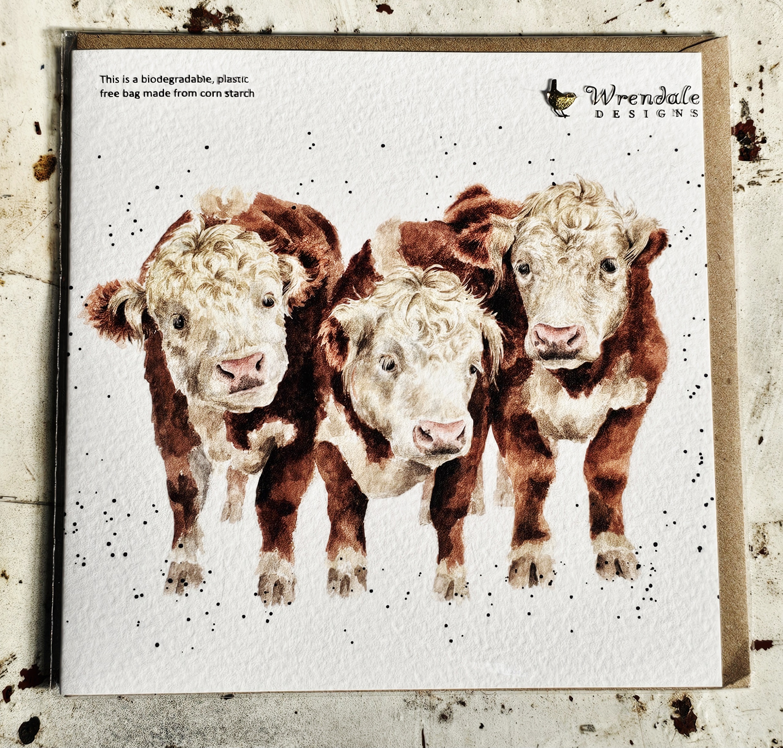 Greeting Card - Herefords - morpeth gift gallery hunter valley region royal worcester wrendale designs greeting card blank dogs cats woodland animals birds nature hereford cow bull steel cattle breed cow