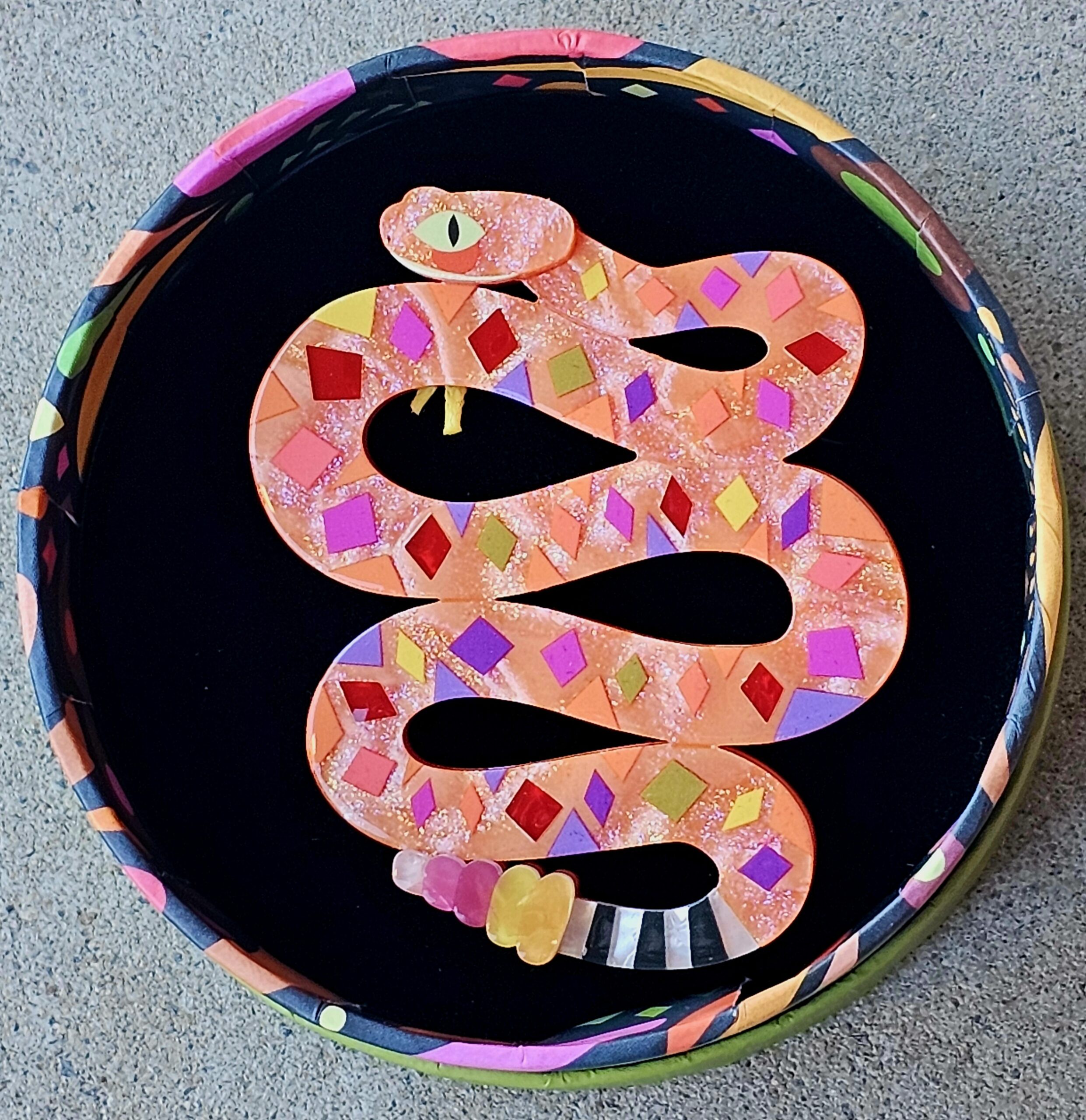 Erstwilder Brooch - The Rowdy Rattlesnake - morpeth antique centre hunter valley erstwilder earrings necklace brooch enamel pin wall art essential pete cromer north america canada woodland wilderness alaska rowdy rattlesnake