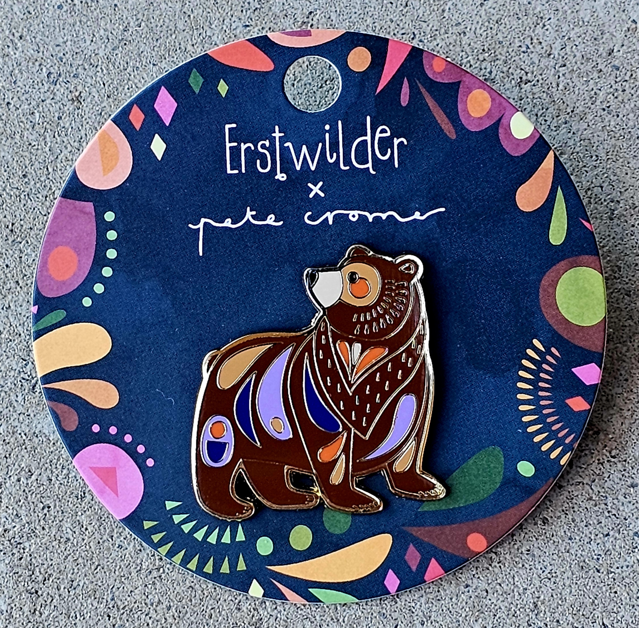 Erstwilder Enamel Pin - The Brawny Brown Bear - morpeth antique centre hunter valley erstwilder earrings necklace brooch enamel pin wall art essential pete cromer north america canada woodland wilderness alaska brawny brown bear