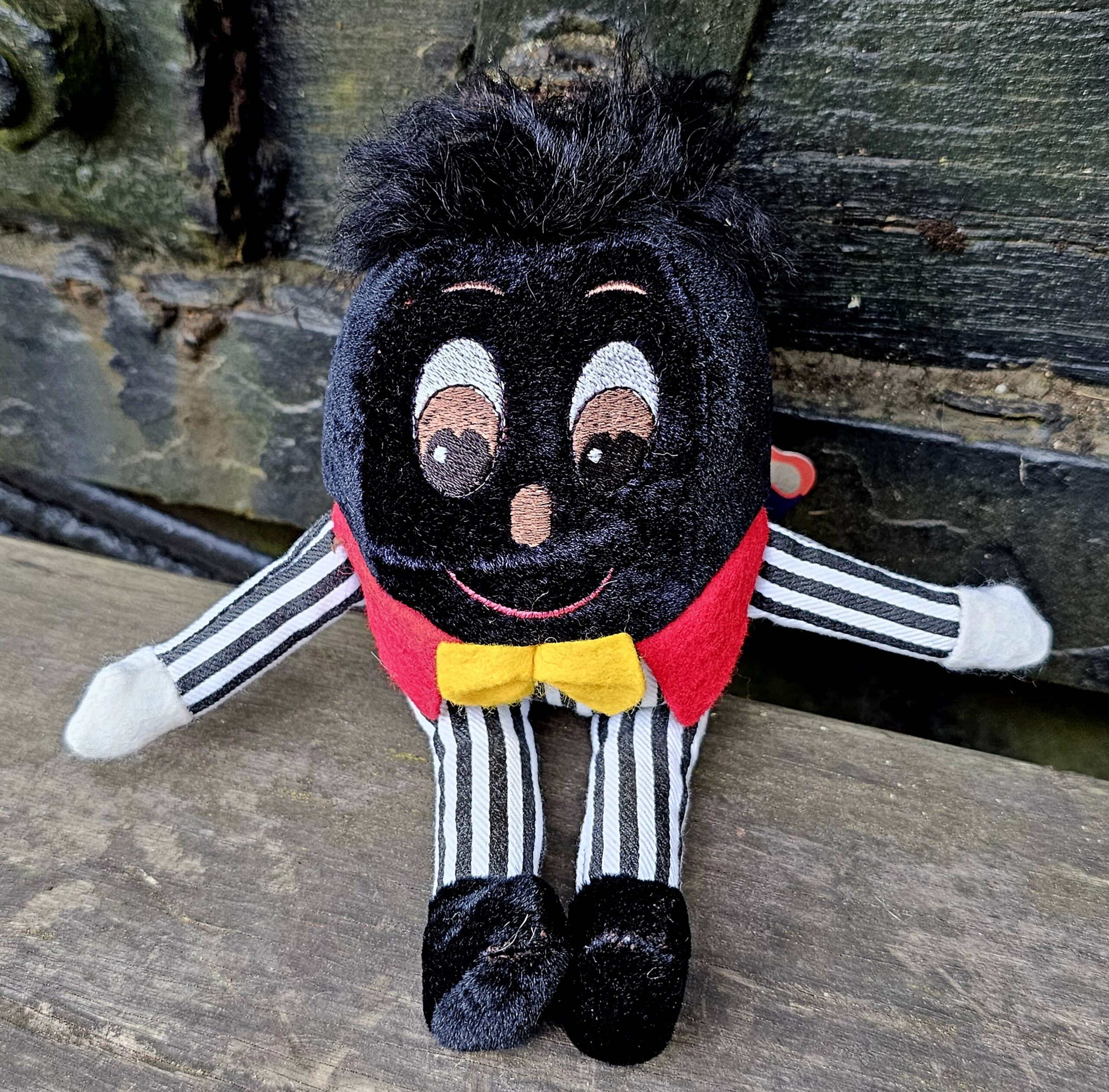 Humpty Rattle with Bell - morpeth antique centre hunter valley region golliwogg golly golli teddy robertson jam conserve florence upton hand made rag cloth doll toy play humpty dumpty musical rattle with bell