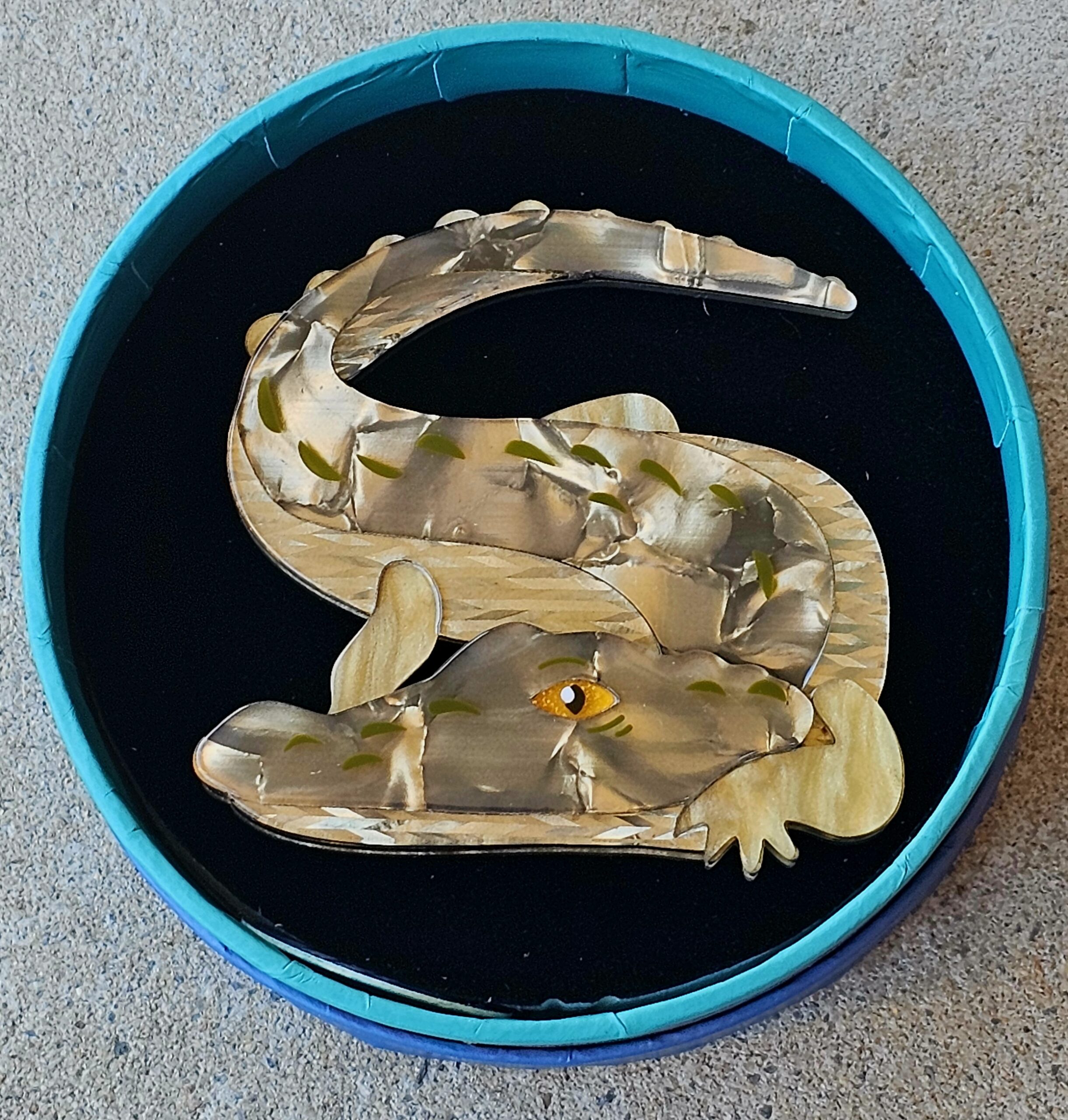 Erstwilder Brooch - Crikey the Saltwater Crocodile - morpeth antique centre hunter region valley erstwilder earrings necklace enamel pin brooch australiana part two crikey saltwater crocodile