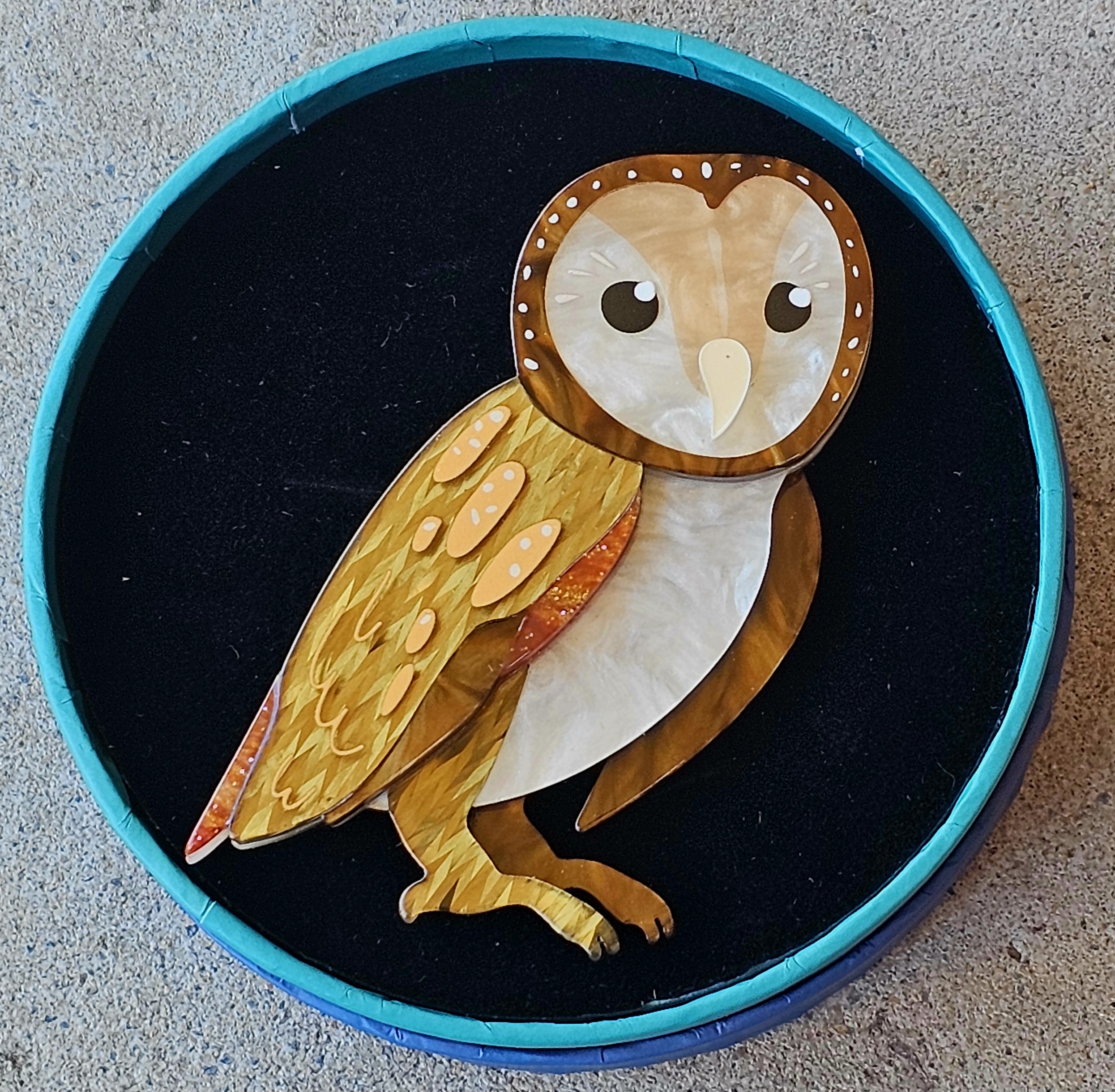 Erstwilder Brooch - Maisie the Masked Owl - morpeth antique centre hunter region valley erstwilder earrings necklace enamel pin brooch australiana part two maisie masked owl barn