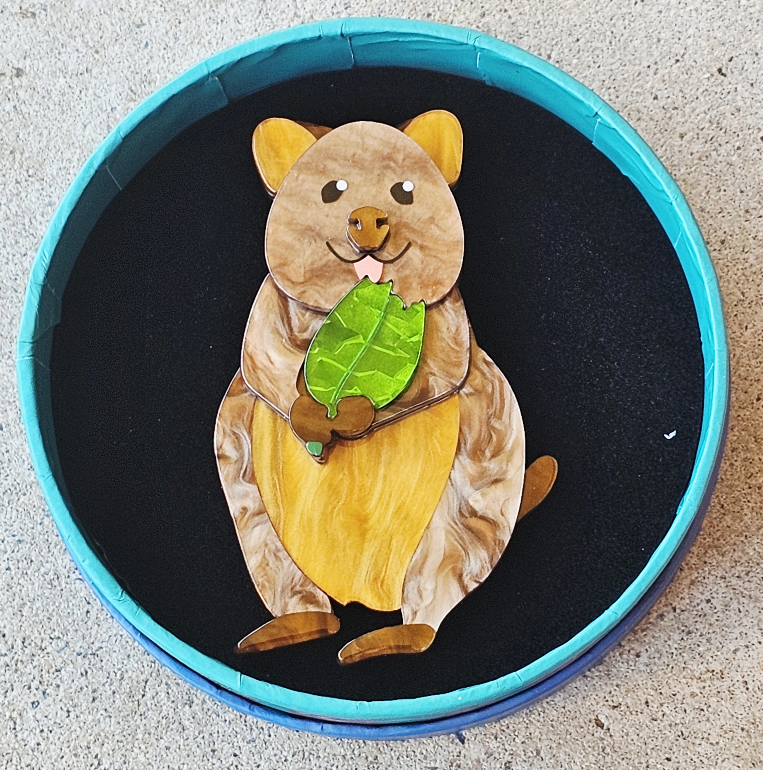 Erstwilder Brooch - Quinn the Quokka - morpeth antique centre hunter region valley erstwilder earrings necklace enamel pin brooch australiana part two quinn quokka marsupial animal native