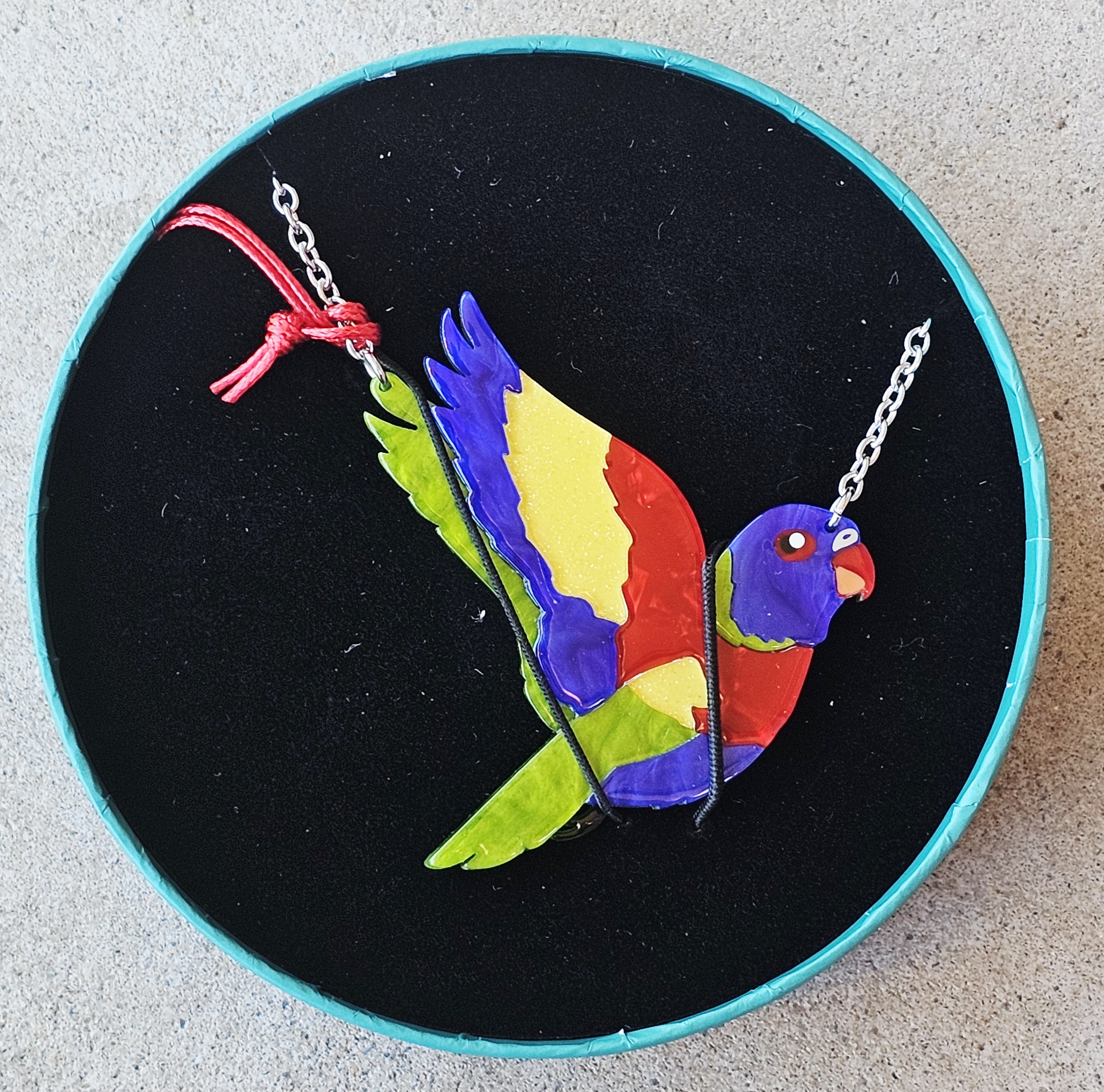 Erstwilder Necklace - Lulu the Lorikeet - morpeth antique centre hunter region valley erstwilder earrings necklace enamel pin brooch australiana part two lulu lorikeet rosella native bird