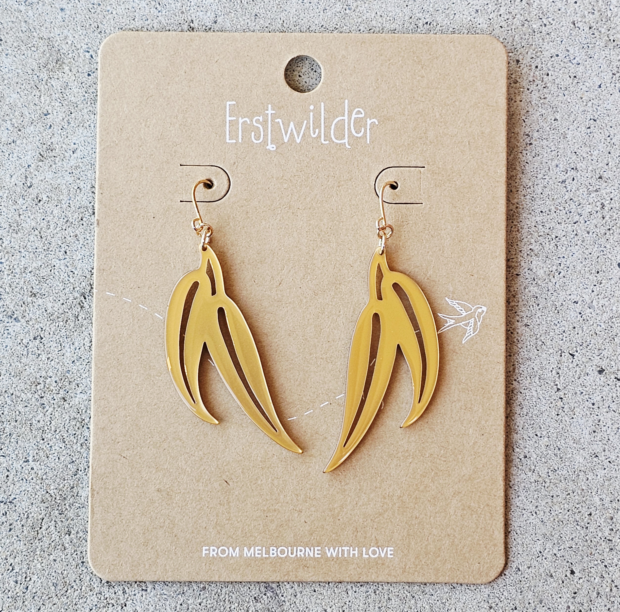 Erstwilder Earrings - Gumleaf (Gold) - morpeth antique centre hunter region valley erstwilder earrings necklace enamel pin brooch australiana part two australia map tasmania gumleaf gold
