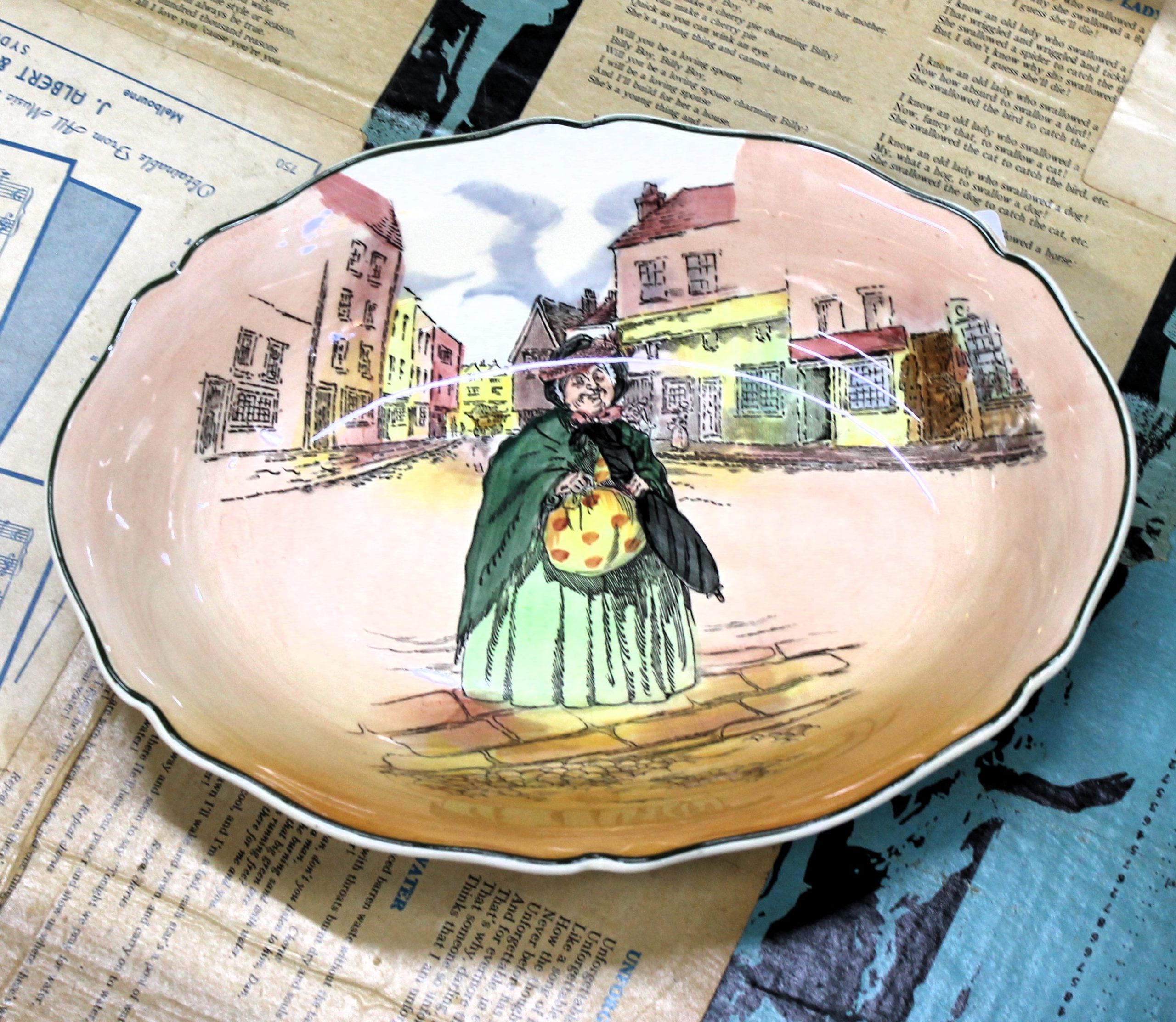 Royal Doulton Bowl - Sairy Gamp - morpeth antique centre hunter valley region vintage royal doulton sairey gamp dish ceramic pottery porcelain old lady