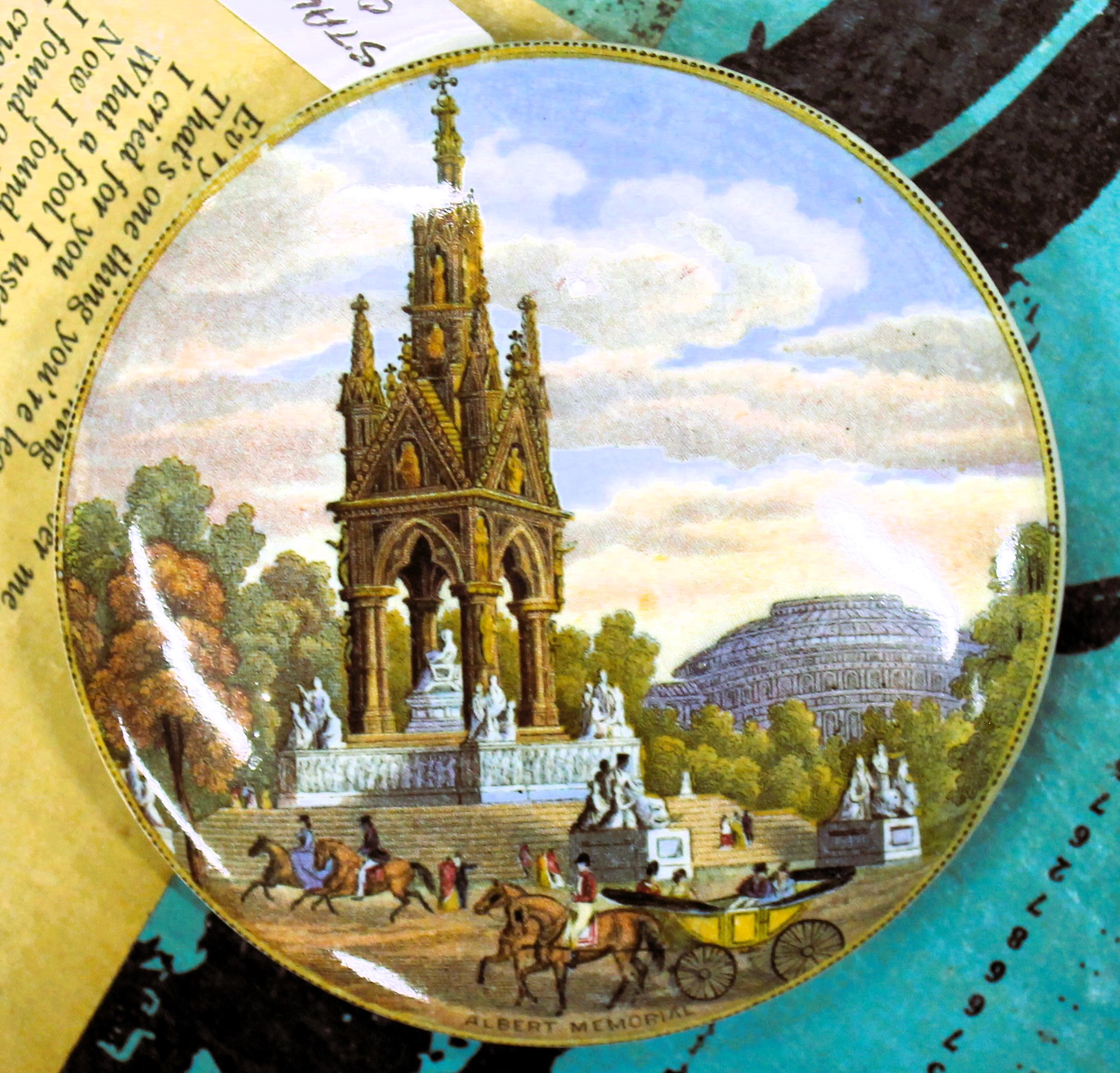 Prattware Pot Lid - Albert Memorial - morpeth antique centre hunter valley region vintage ceramic pottery england porcelain pratt ware pot lid albert memorial