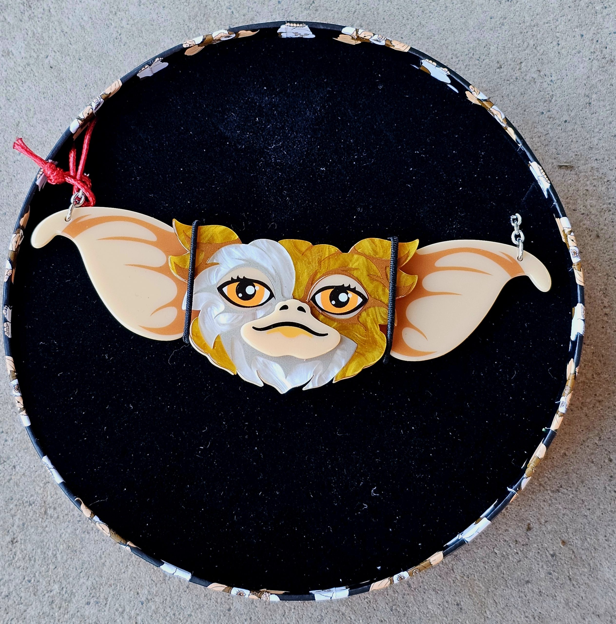 Erstwiler Necklace - Gizmo (from the movie Gremlins) - morpeth antique centre hunter valley region halloween thrills chills haunted at heart gremlins megan roy scary movie horror necklace earrings brooch hair clip enamel pin collectable jewellery resin gizmo