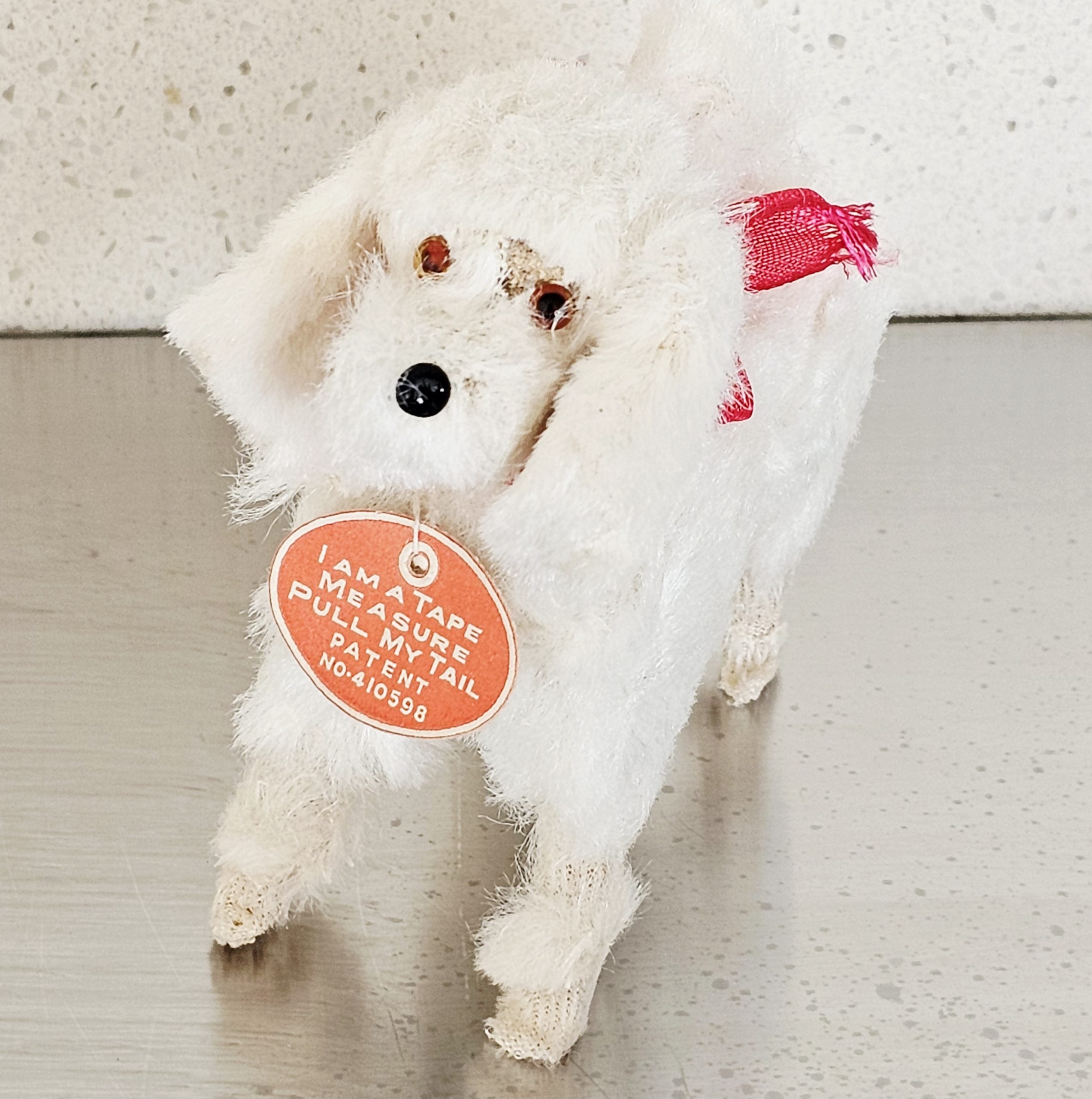 Vintage Novelty Tape Measure - Dog - morpeth antique centre hunter valley region novelty artificial silk plush tape measure poodle tape measure