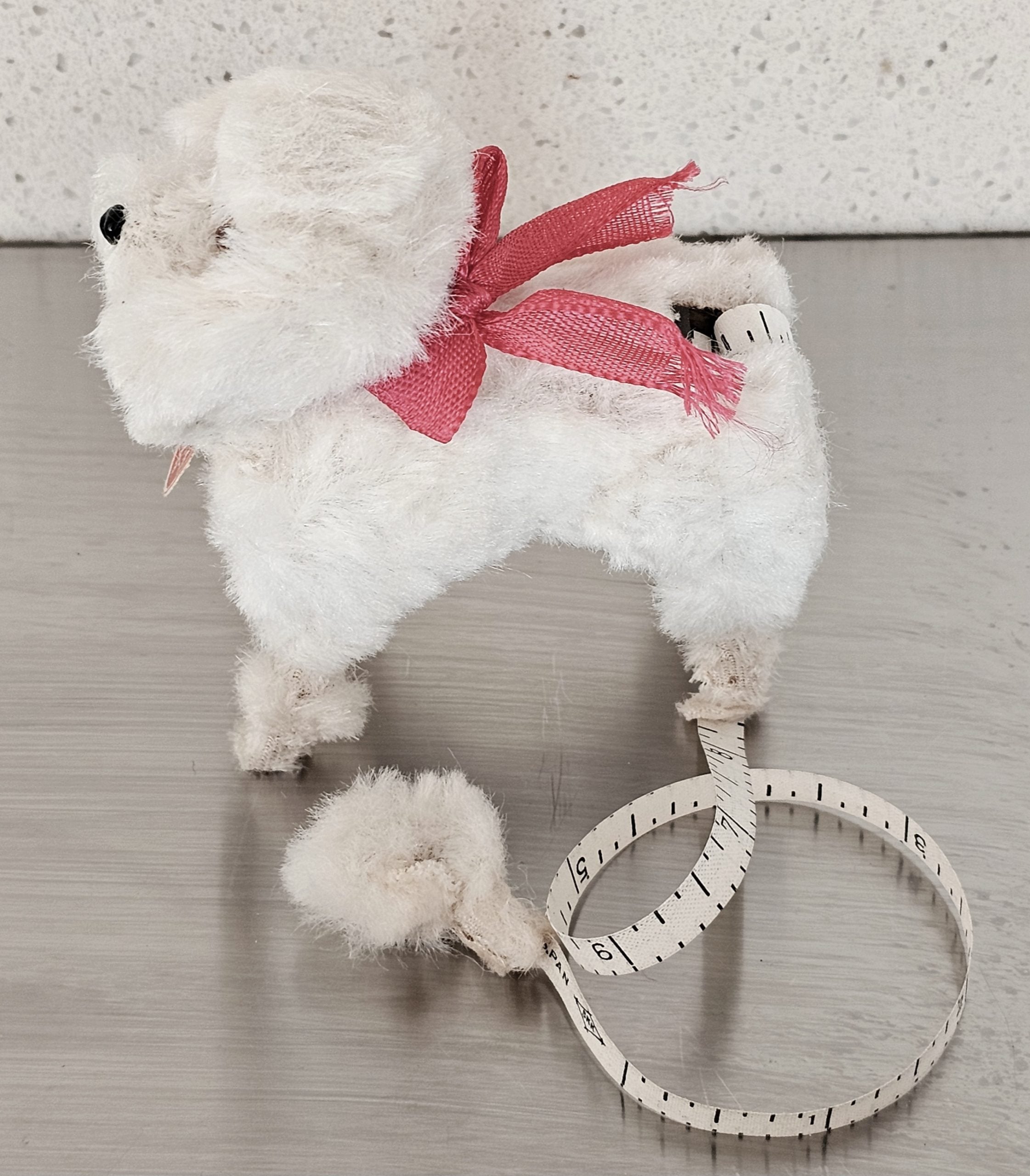 Vintage Novelty Tape Measure - Dog - morpeth antique centre hunter valley region novelty artificial silk plush tape measure poodle tape measure