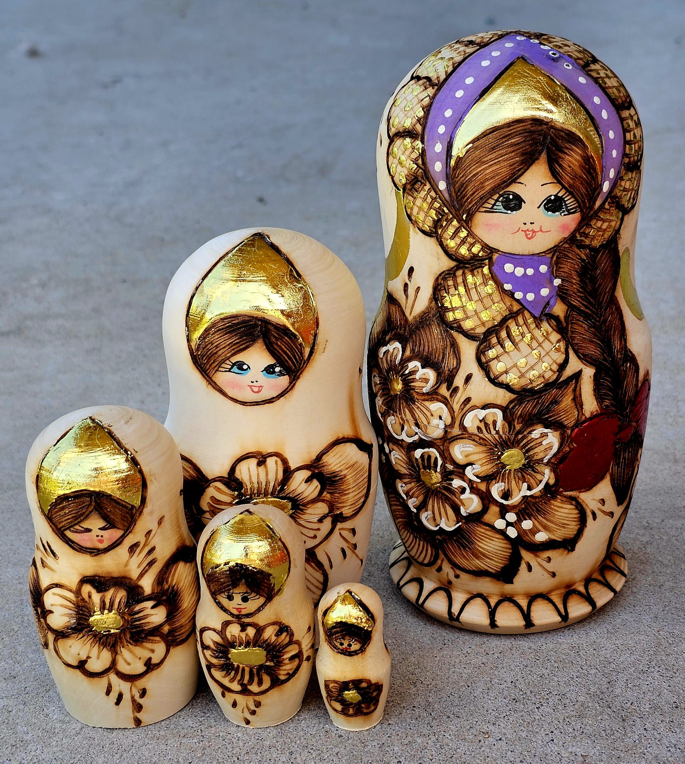 Matryoshka Doll - morpeth gift gallery russian ukranian made nesting doll matryoshka babushka mother woodburn pokerwork artisan hand painted