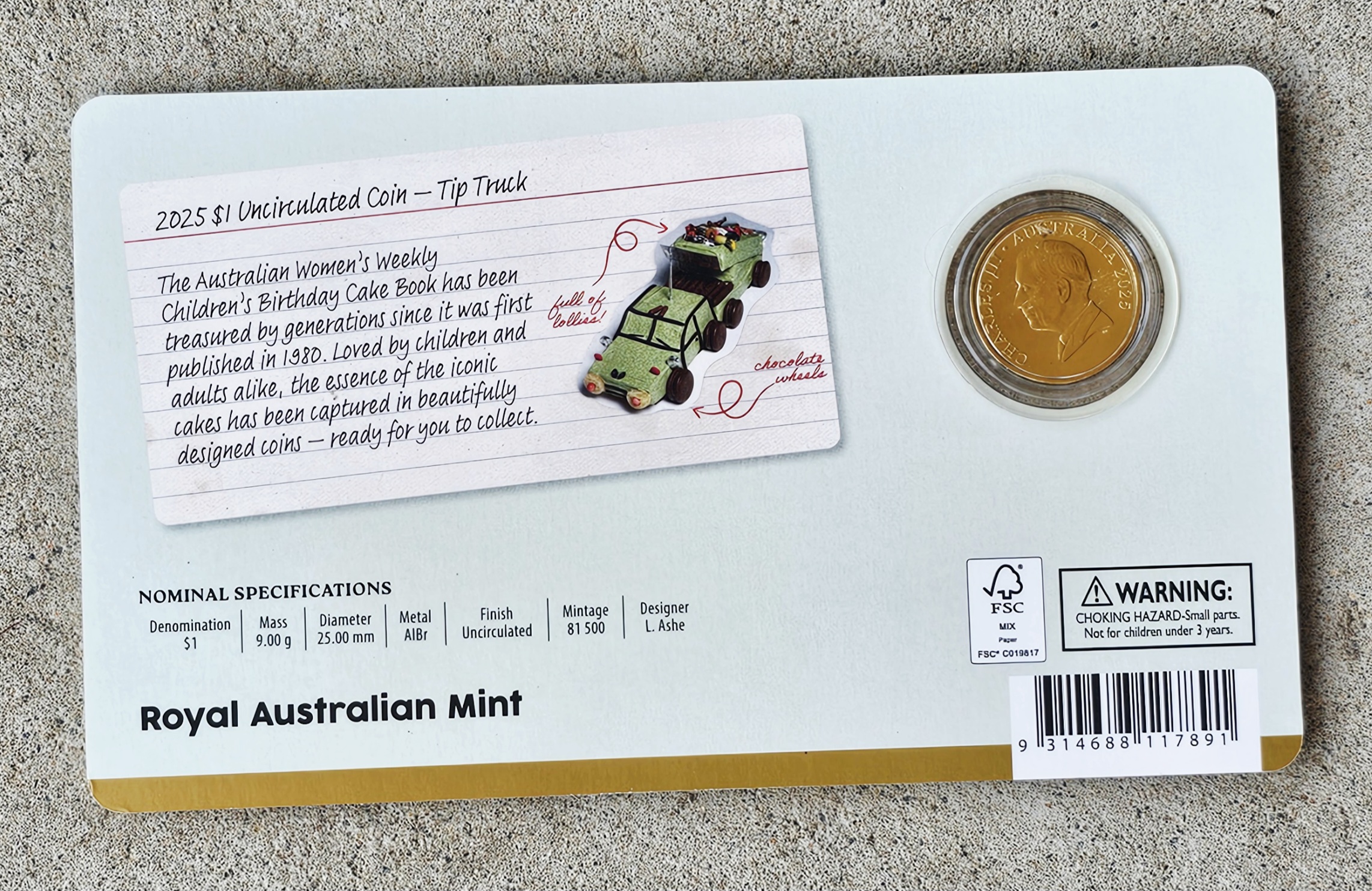 Australian One Dollar - Tip Truck - morpeth antique centre hunter valley region australian royal mint women's weekly collector coin set 45th anniversary birthday cake one dollar two children party hip hip hooray anniversary limited edition tip truck