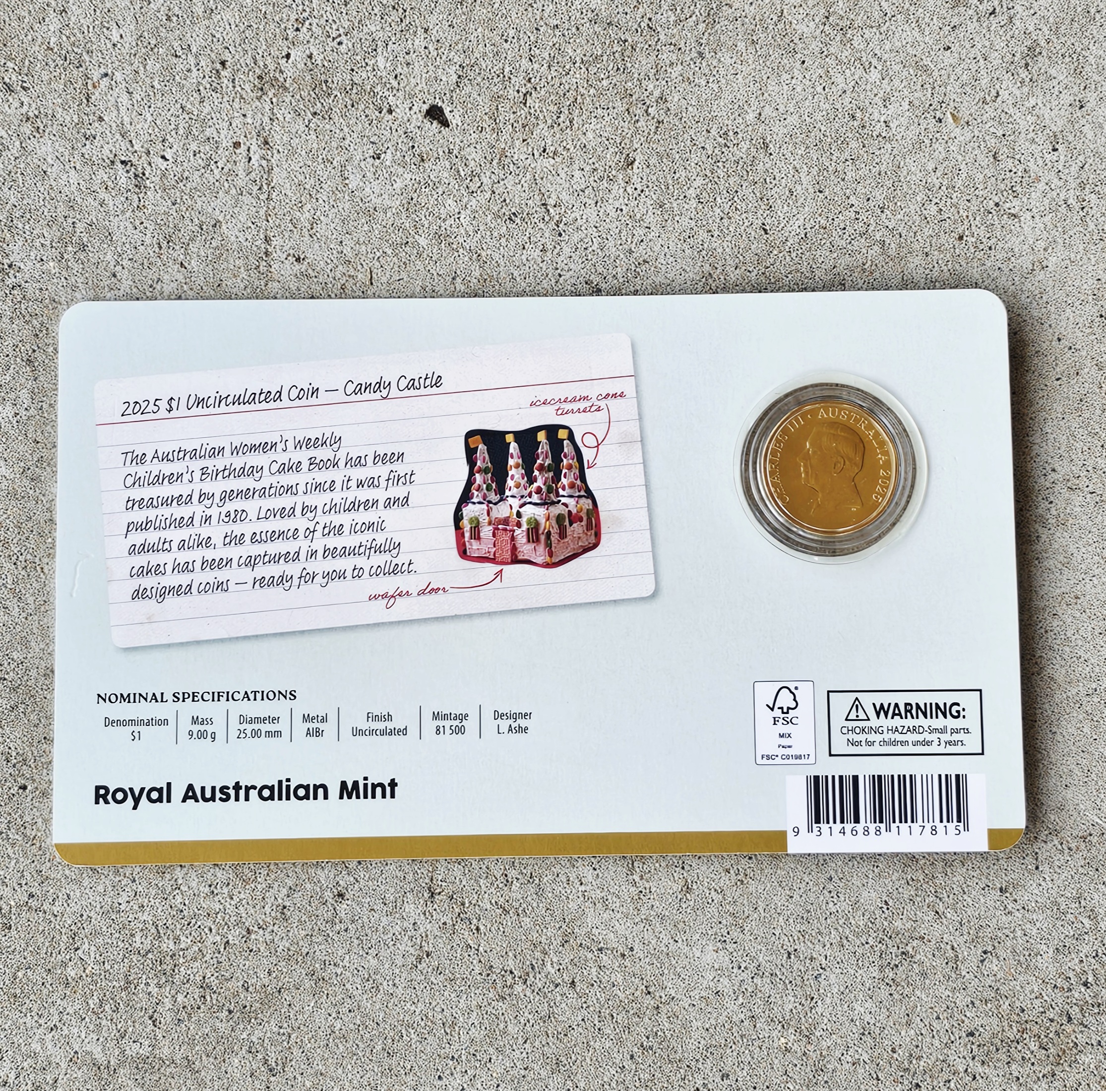Australian One Dollar - Candy Castle - morpeth antique centre hunter valley region australian royal mint women's weekly collector coin set 45th anniversary birthday cake one dollar two children party hip hip hooray anniversary limited edition candy castle