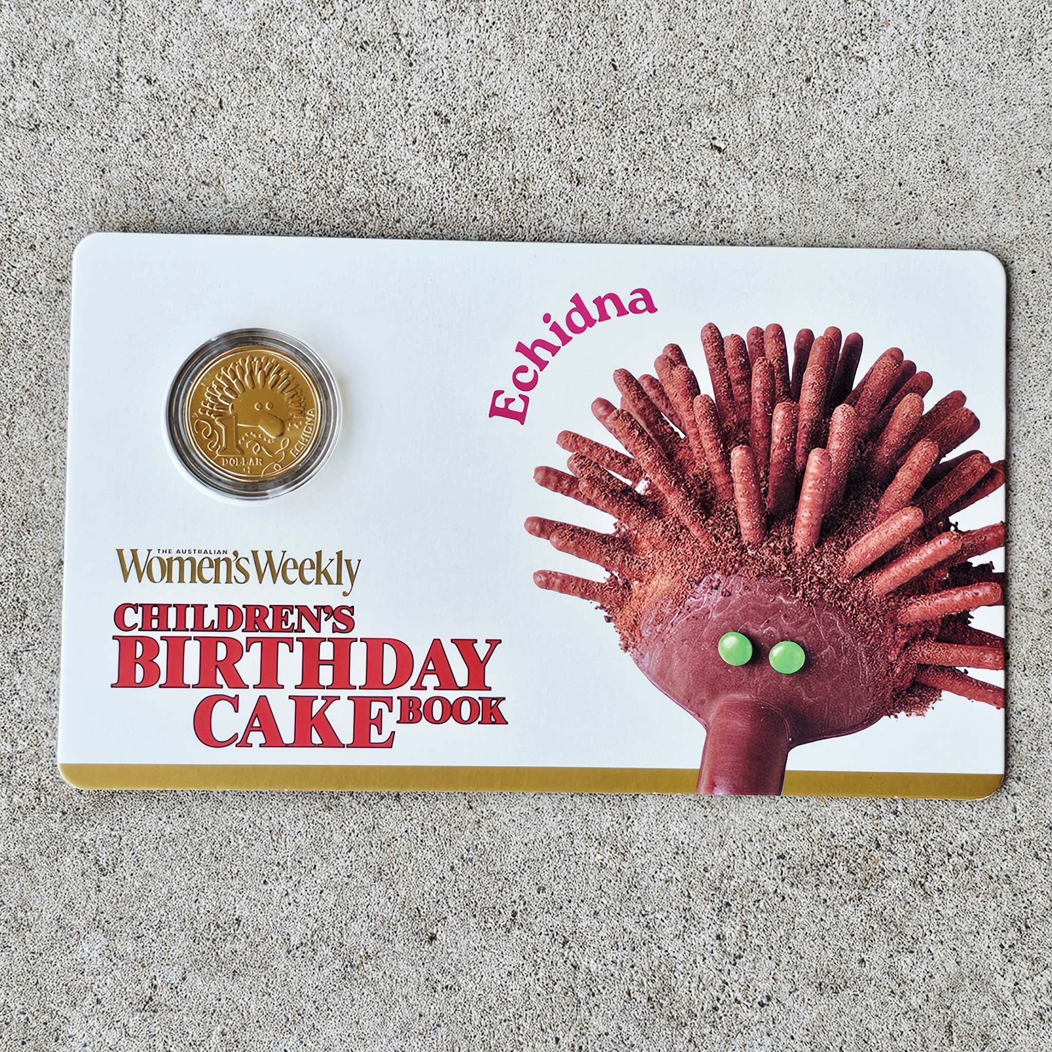 Australian One Dollar Coin - Echidna - morpeth antique centre hunter valley region australian royal mint women's weekly collector coin set 45th anniversary birthday cake one dollar two children party hip hip hooray anniversary limited edition echidna