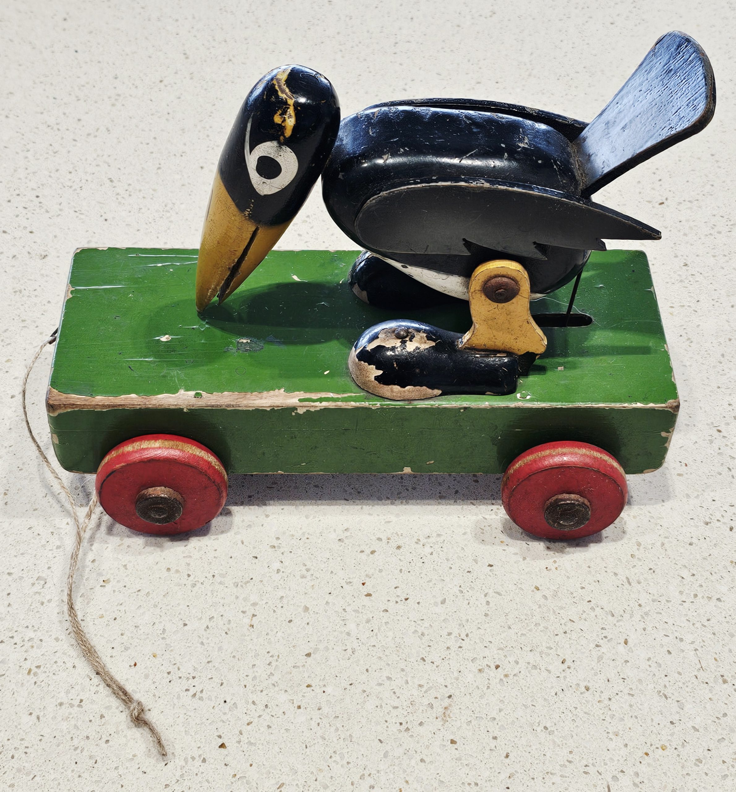 Vintage Pull Along Toy - Crow - Vintage Pull Along Toy - Crow
