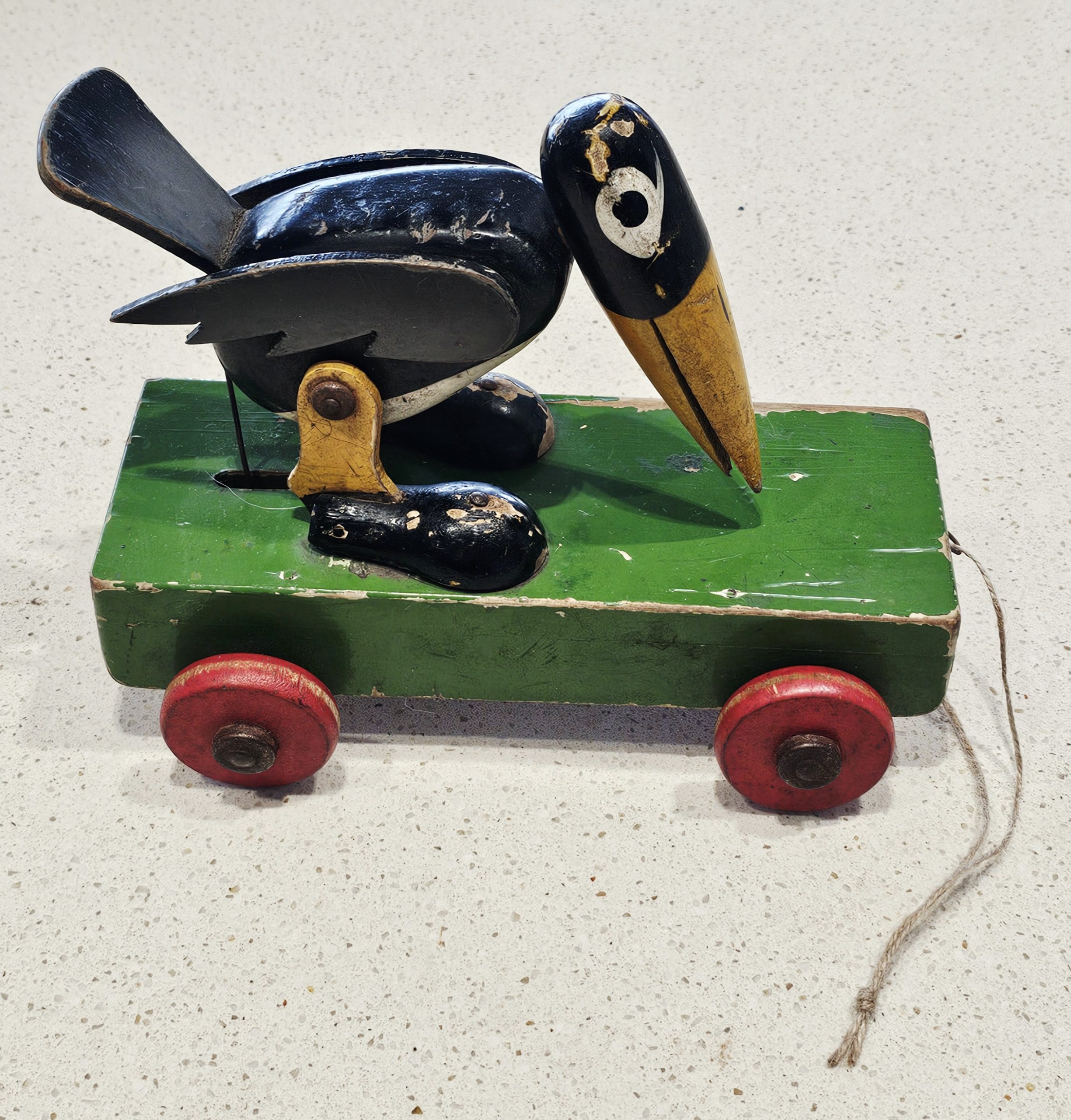Vintage Pull Along Toy - Crow - Vintage Pull Along Toy - Crow - Image 2