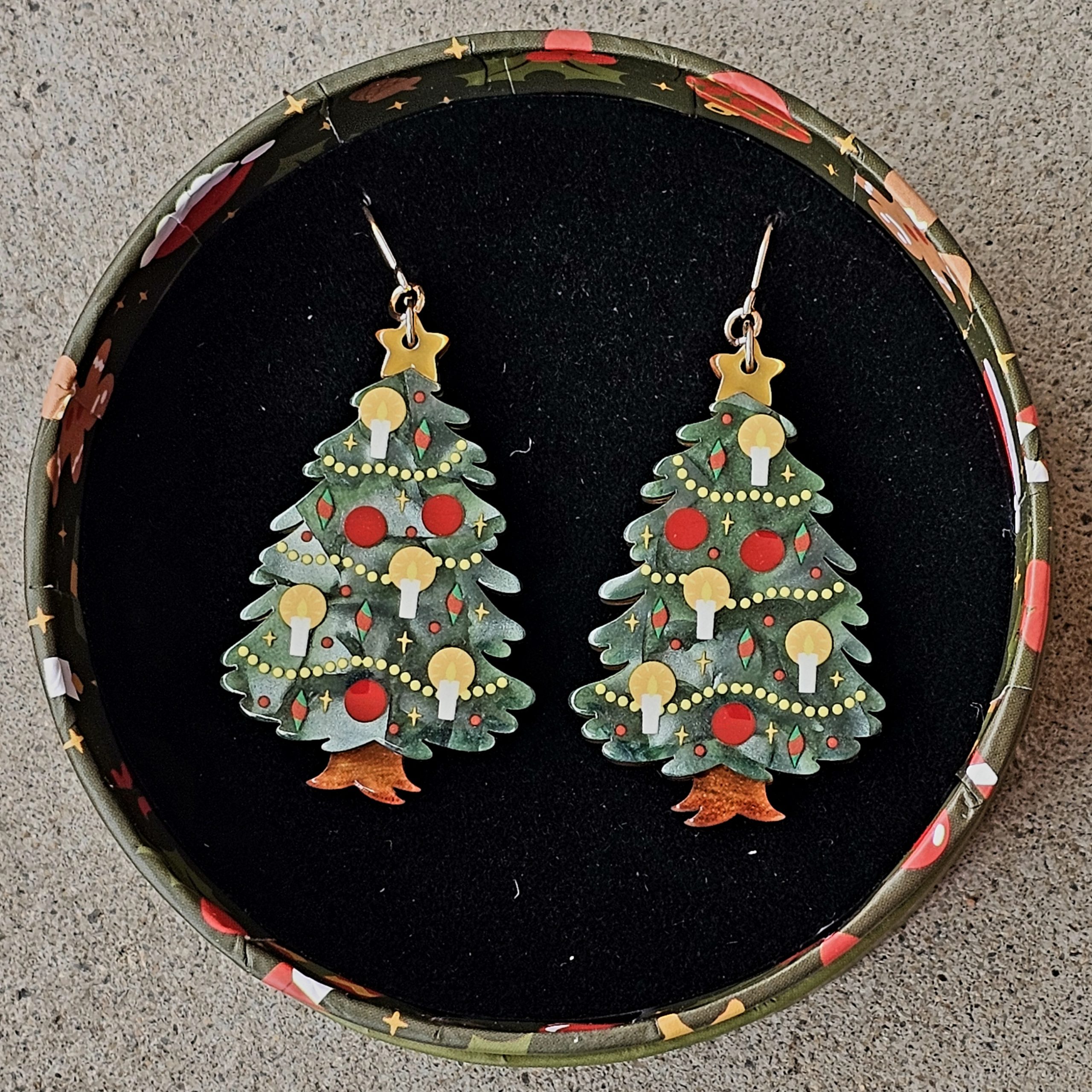 Erstwilder Earrings - Christmas Tree Centre Piece - morpeth antique centre hunter valley region erstwilder brooch earring necklace enamel pin mini christmas merry menagerie retro festive collectable tree centre piece