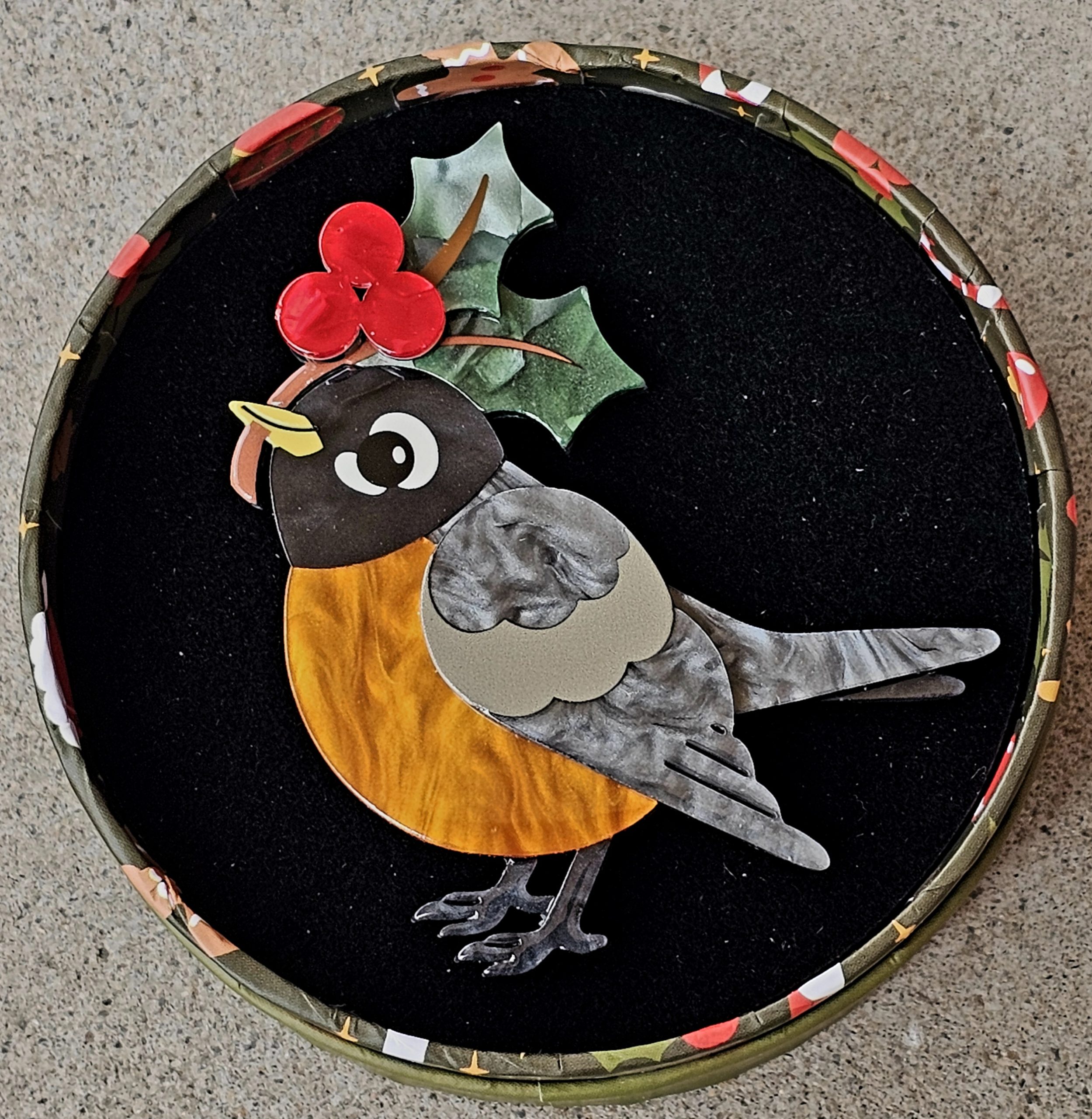 Erstwilder Brooch - Ruby the Robin - morpeth antique centre hunter valley region erstwilder brooch earring necklace enamel pin mini christmas merry menagerie retro festive collectable ruby the robin