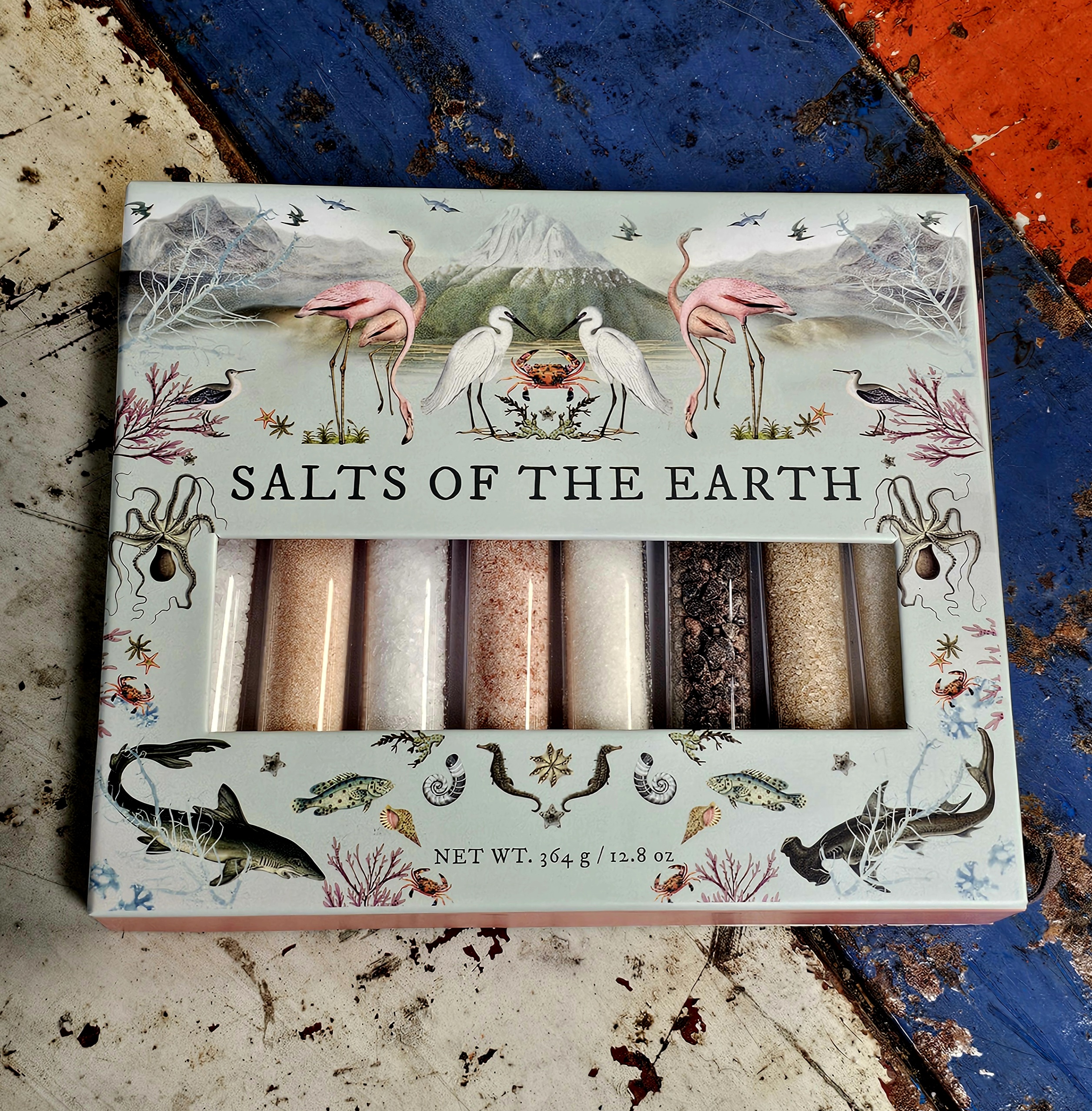 Gift Box - Salts of the Earth - morpeth gourmet foods hiunter valley region eat art gift box glass tubes salt pepper curries tea spice botanicals herbs of the earth