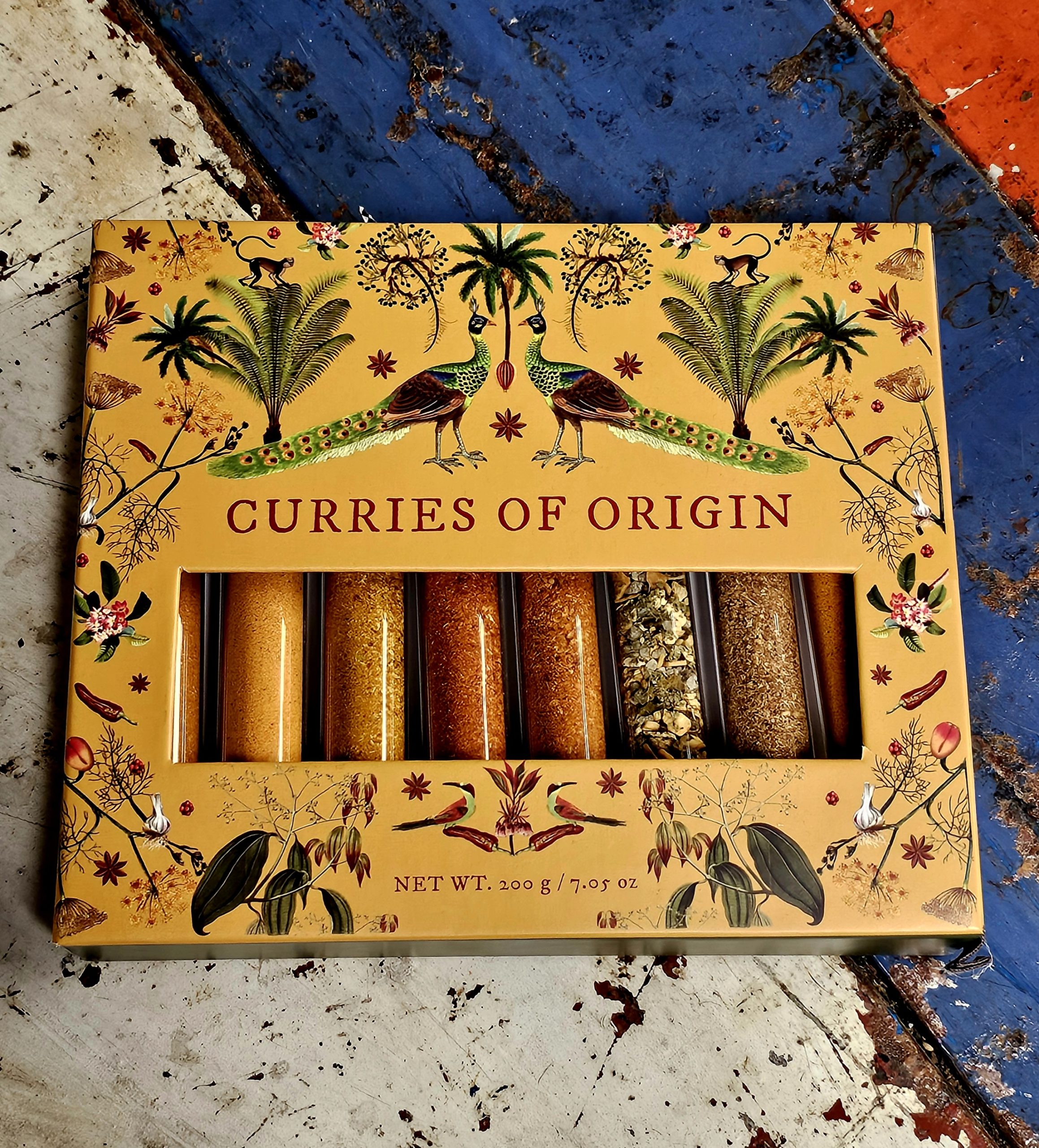 Gift Box - Curries of Origin - morpeth gourmet foods hiunter valley region eat art gift box glass tubes salt pepper curries tea spice botanicals herbs curries origin