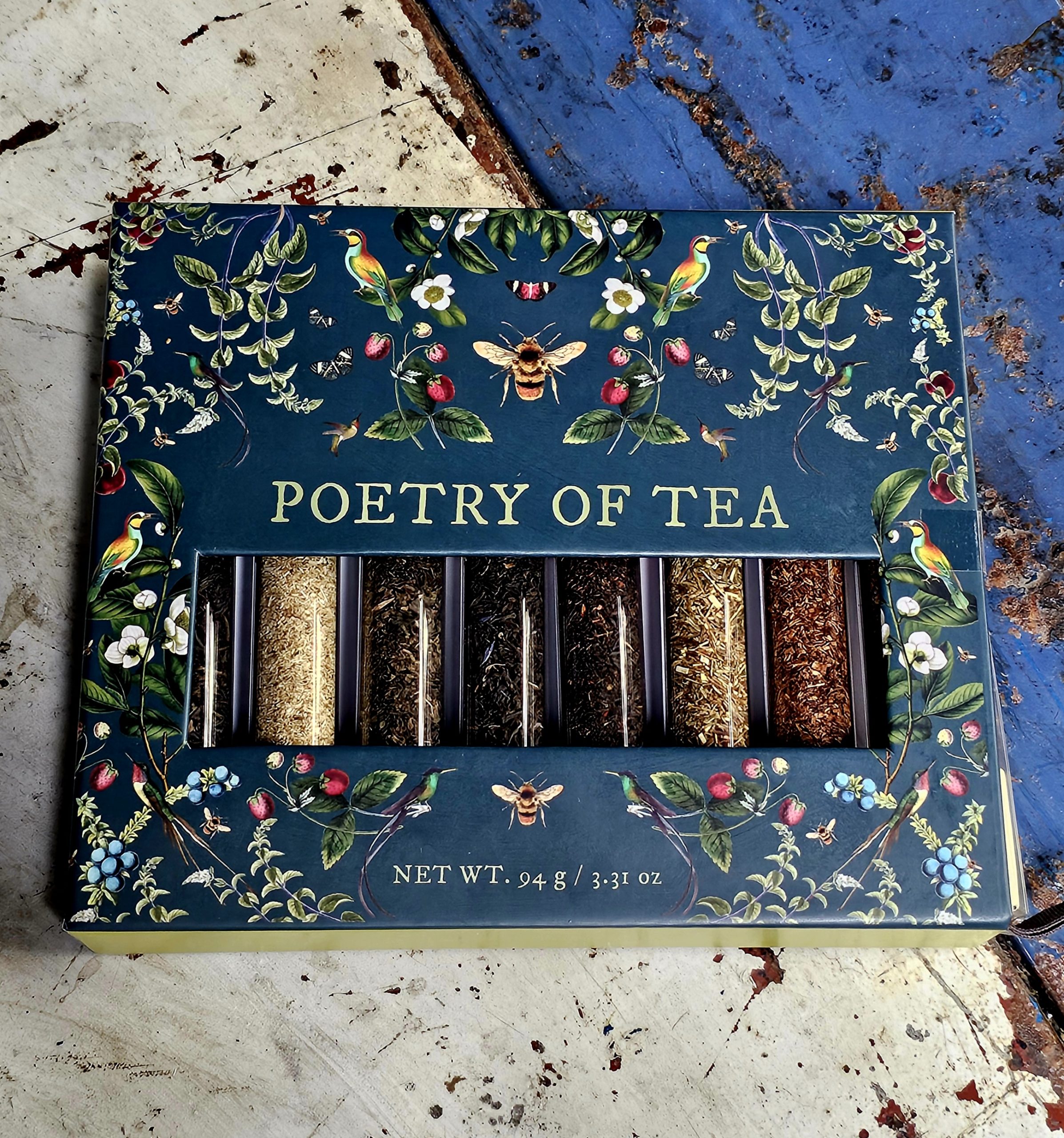 Gift Box - Poetry of Tea - morpeth gourmet foods hiunter valley region eat art gift box glass tubes salt pepper curries tea spice botanicals herbs poetry