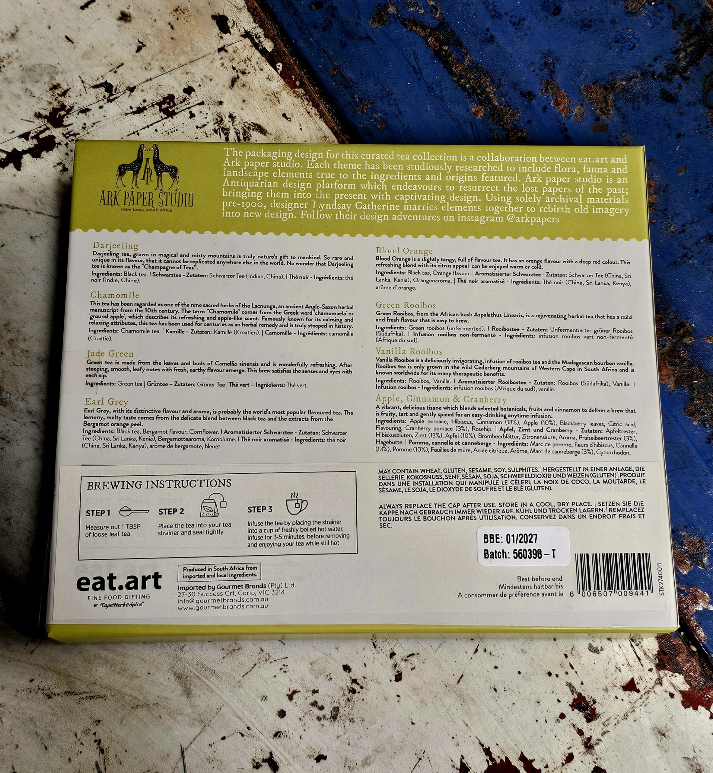 Gift Box - Poetry of Tea - morpeth gourmet foods hiunter valley region eat art gift box glass tubes salt pepper curries tea spice botanicals herbs