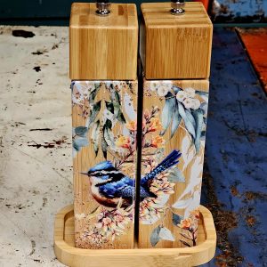 Salt & Pepper Grinder Set with Tray – Bird