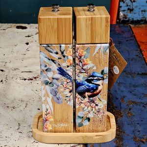 Salt & Pepper Grinder Set with Tray – Bird