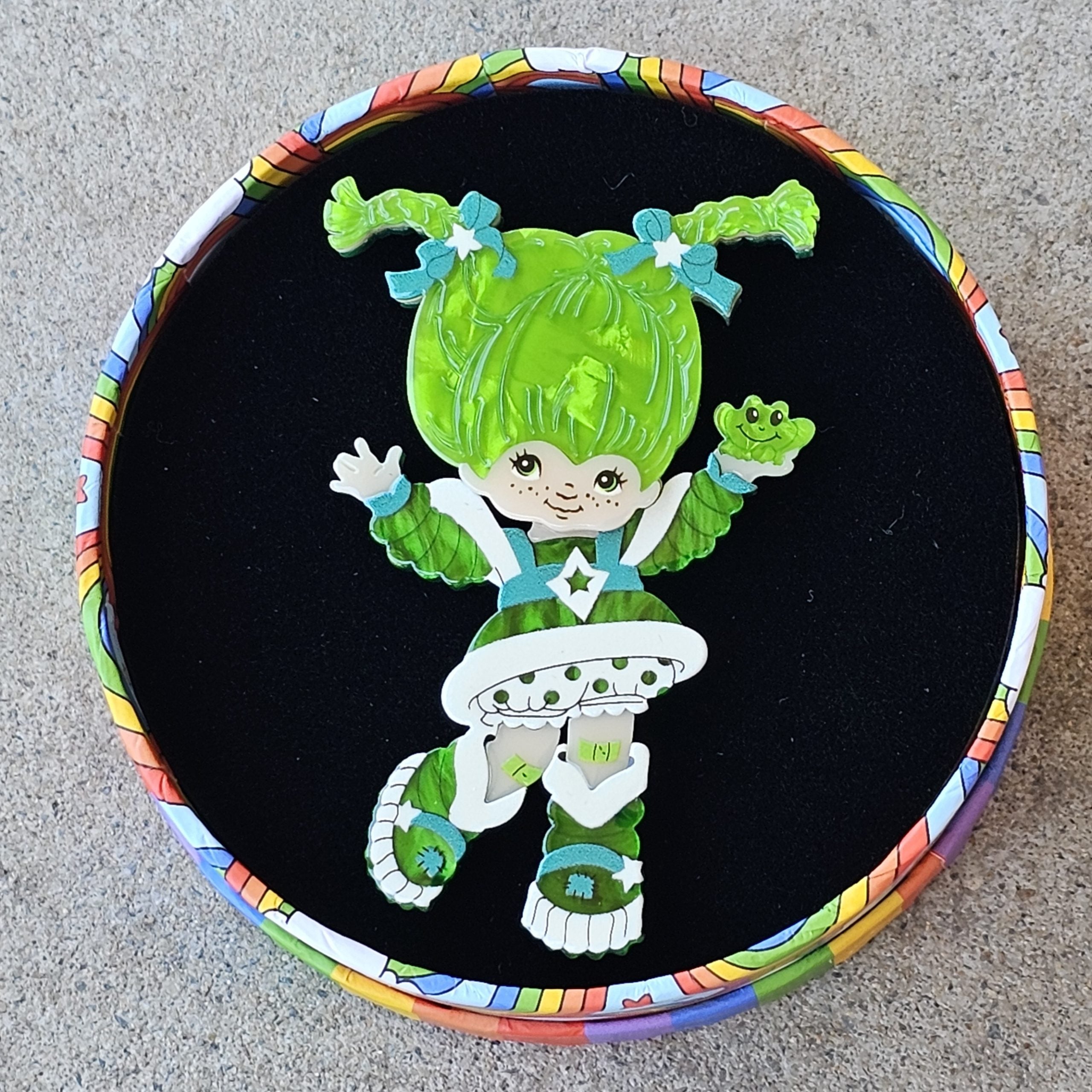 Erstwilder Brooch - Patty O'Green - morpeth antique centre hunter valley region rainbow brite cartoon tv series erstwilder brooch earrings necklace collectable resin plastic patty ogreen