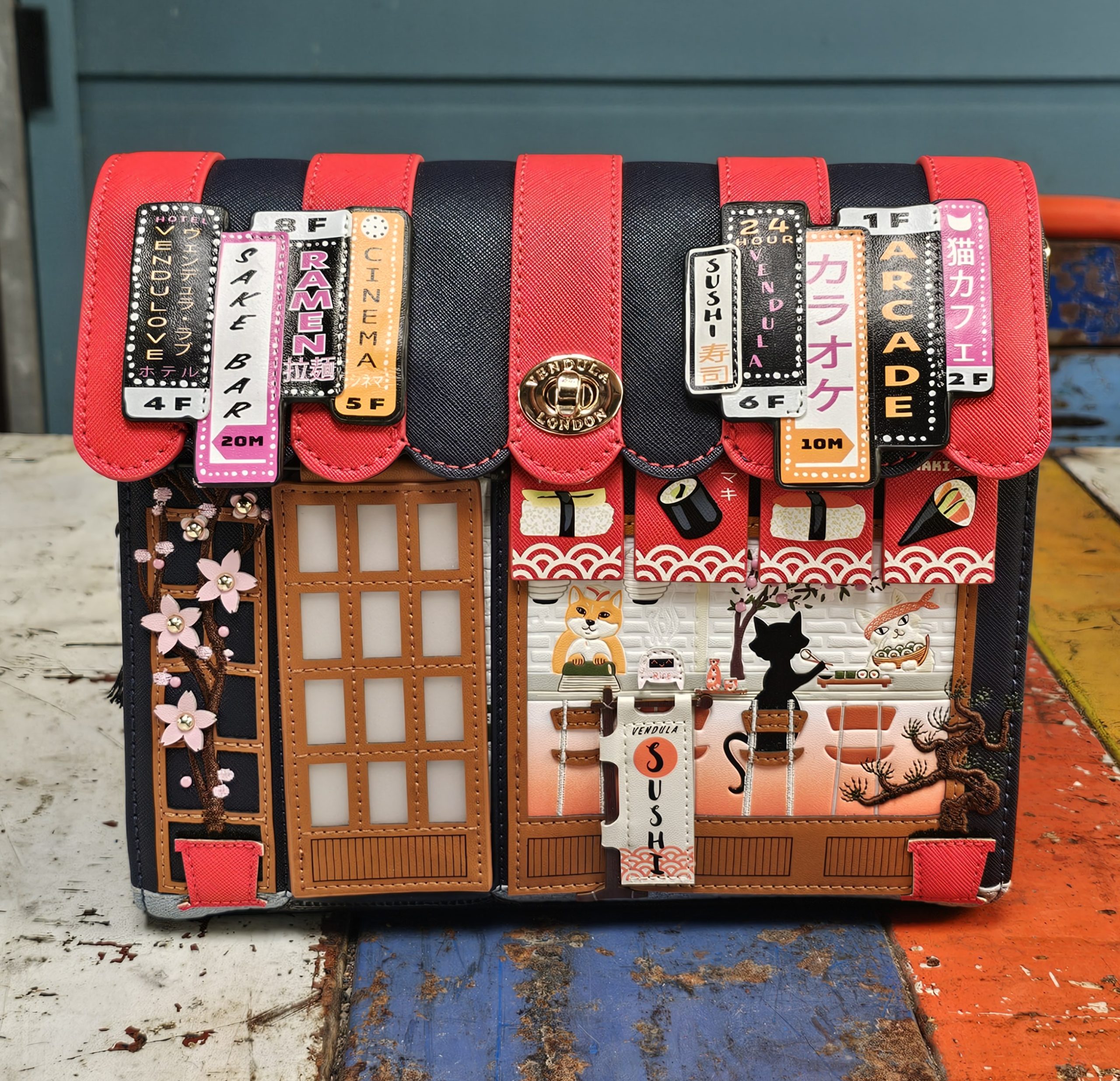 Vendula Box Bag - Sushi Shop Navy - morpeth gift gallery hunter valley region vendula london handbag wallet clipper coin purse zip around square bella box backpack pouch phone flip case grace mini sushi navy blue limited edition japan train bar take away rice raw
