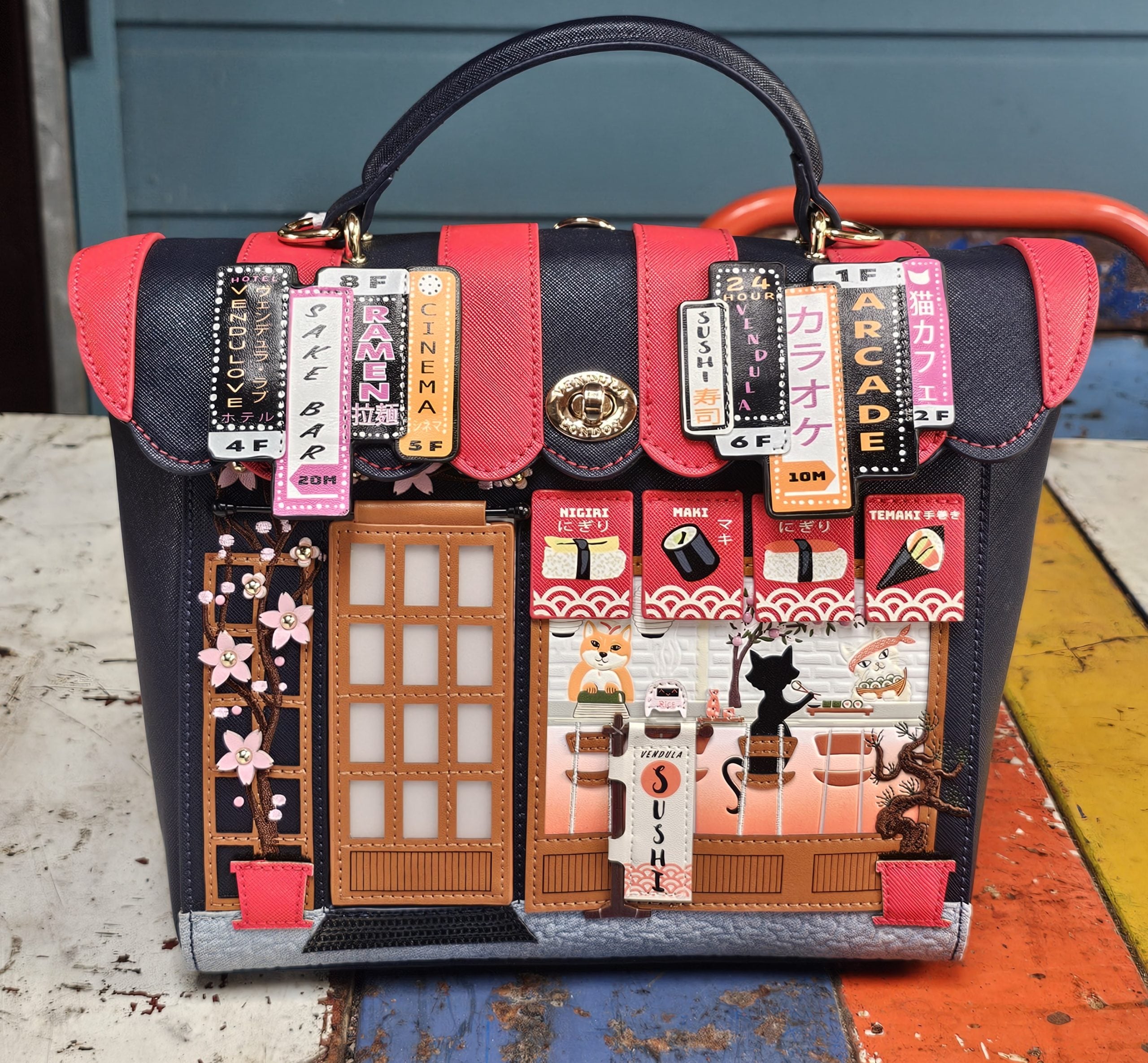 Vendula Backpack - Sushi Shop Navy - morpeth gift gallery hunter valley region vendula london handbag wallet clipper coin purse zip around square bella box backpack pouch phone flip case grace mini sushi navy blue limited edition japan train bar take away rice raw