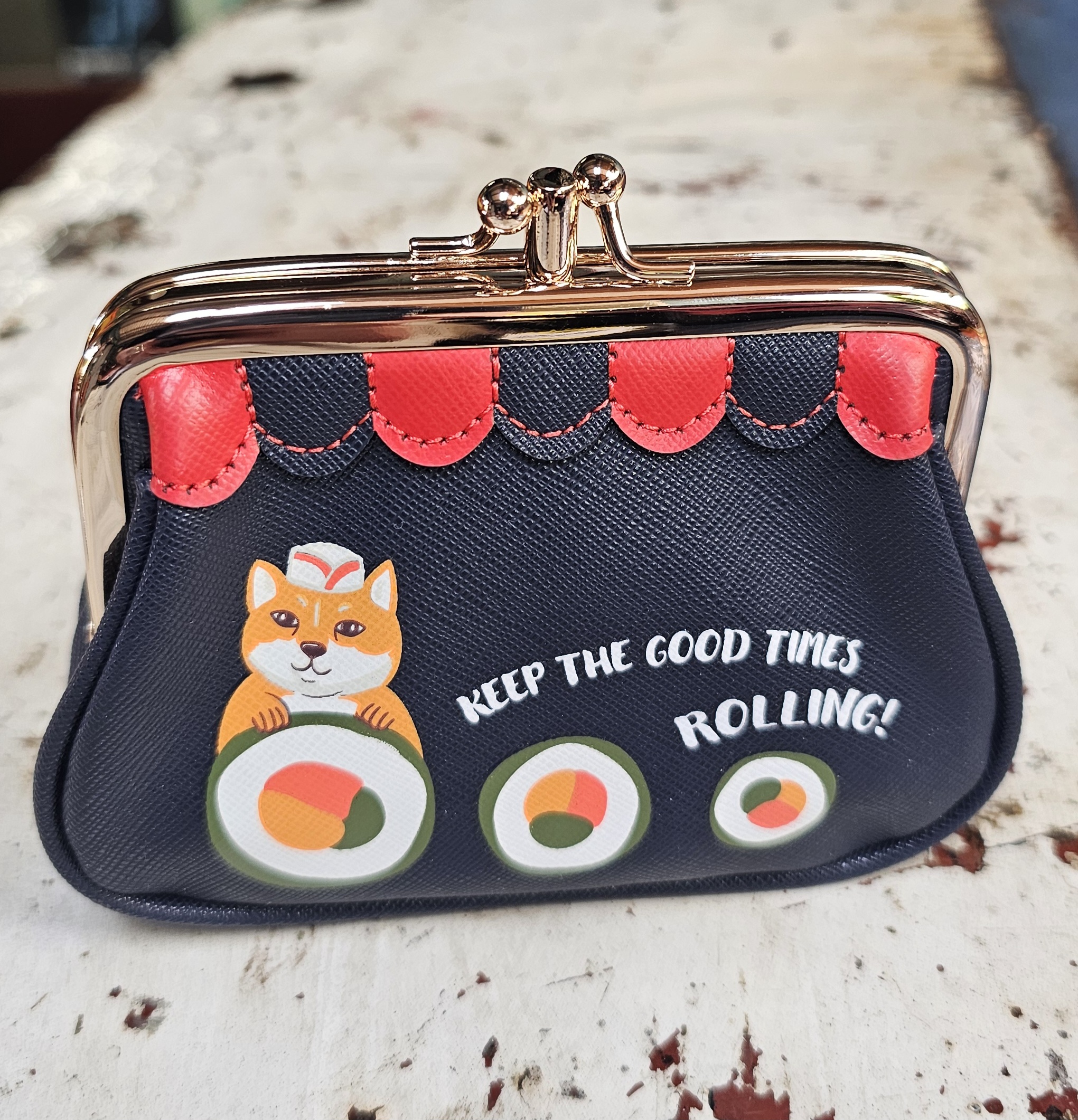 Vendula Clip Coin Purse - Sushi Shop Navy - morpeth gift gallery hunter valley region vendula london handbag wallet clipper coin purse zip around square bella box backpack pouch phone flip case grace mini sushi navy blue limited edition japan train bar take away rice raw