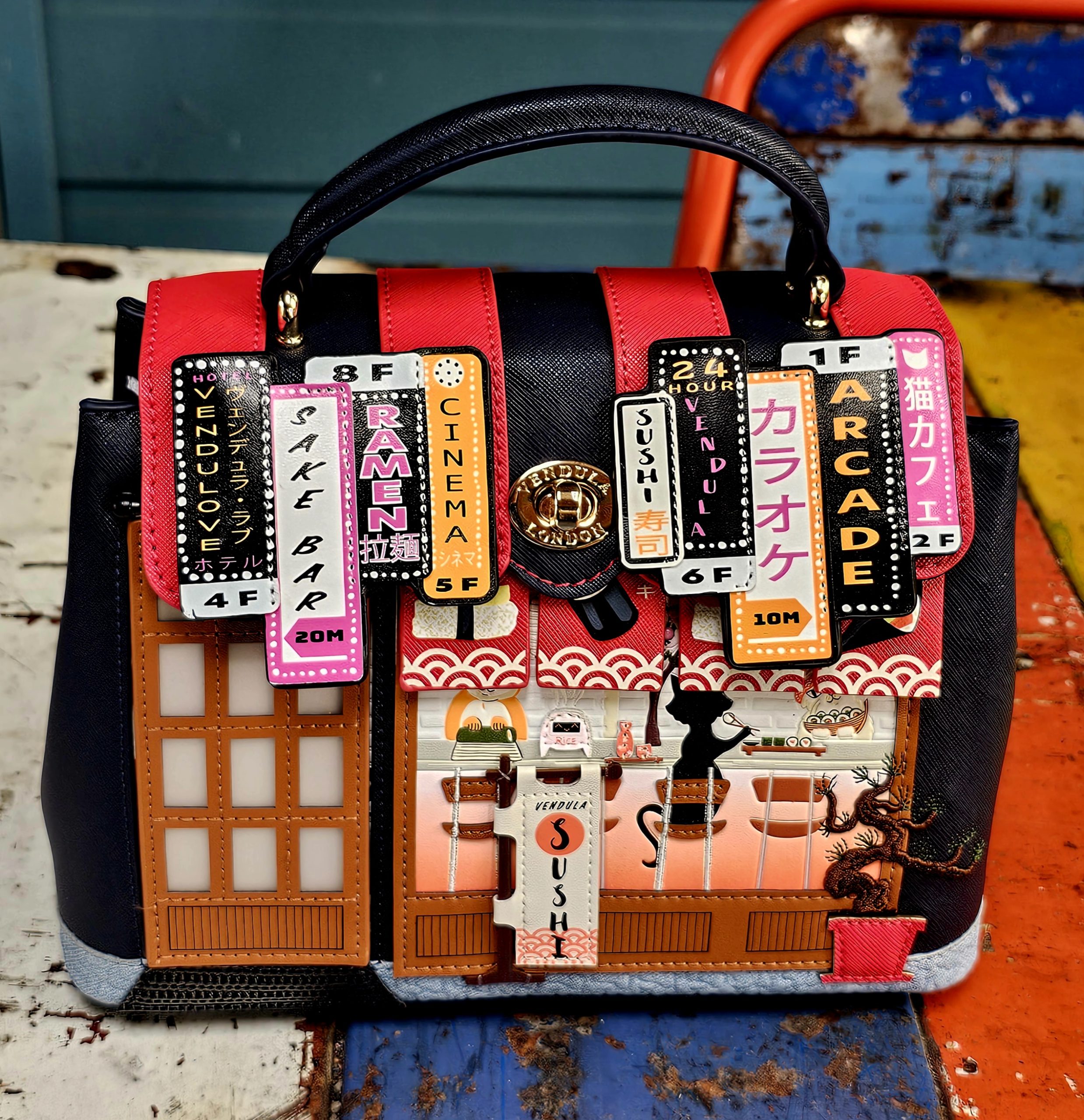 Vendula Grace Bag - Sushi Shop Navy - morpeth gift gallery hunter valley region vendula london handbag wallet clipper coin purse zip around square bella box backpack pouch phone flip case grace mini sushi navy blue limited edition japan train bar take away rice raw
