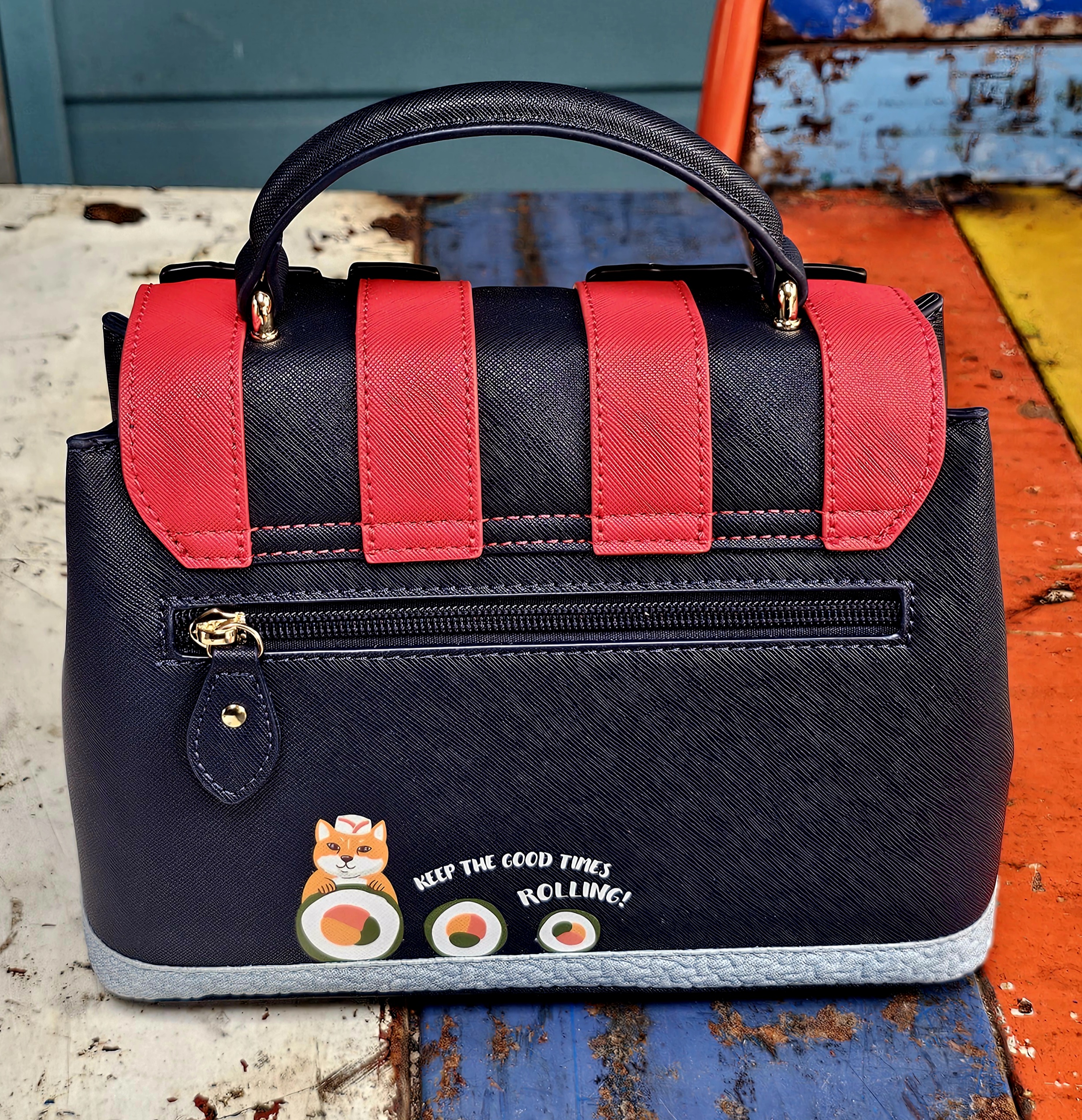 Vendula Grace Bag - Sushi Shop Navy - morpeth gift gallery hunter valley region vendula london handbag wallet clipper coin purse zip around square bella box backpack pouch phone flip case grace mini sushi navy blue limited edition japan train bar take away rice raw