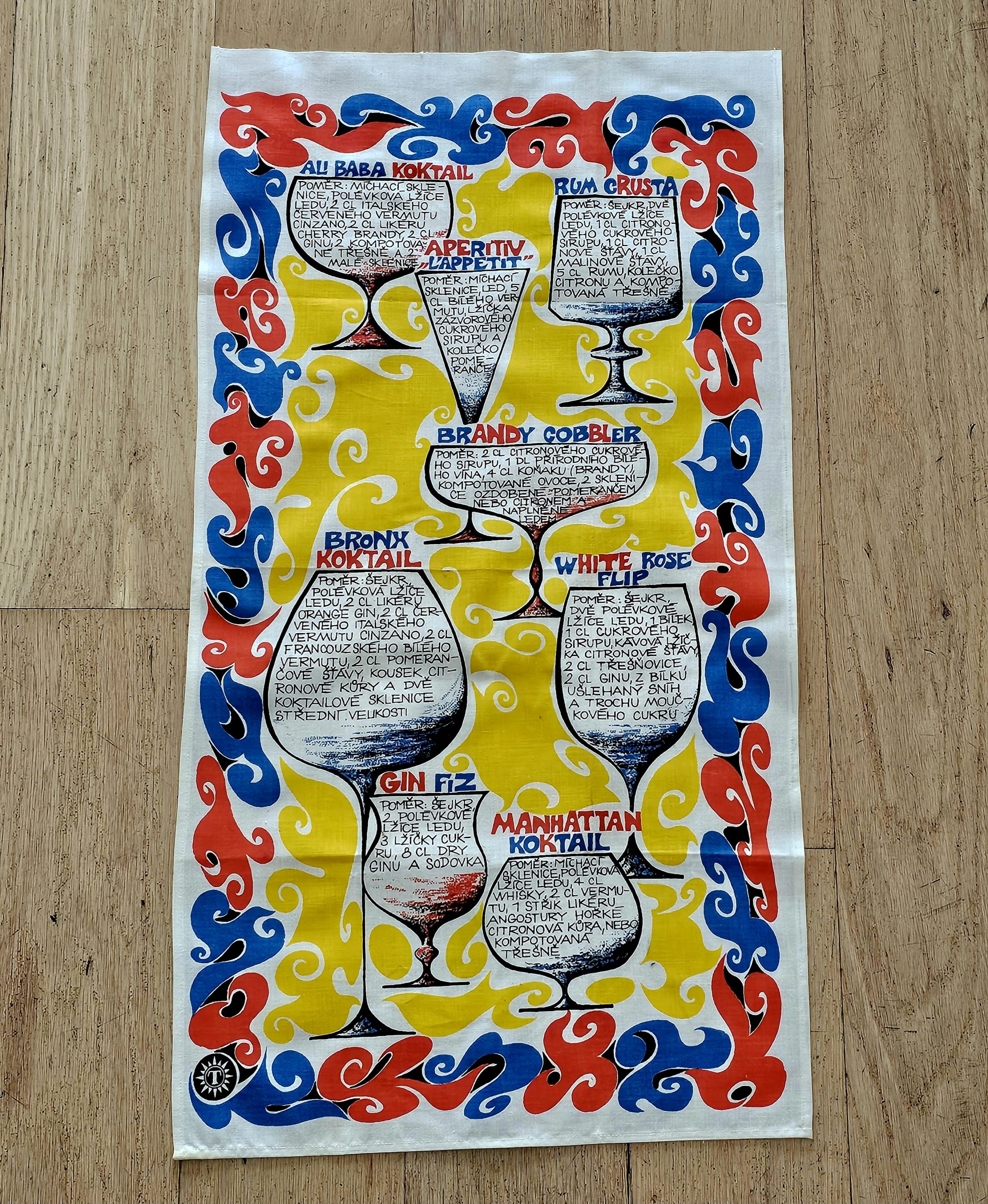 Teatowel - Cocktail Recipes - morpeth antique centre hunter valley region cotton linen tea towel table cloth road trip souvenier cocktail recipes