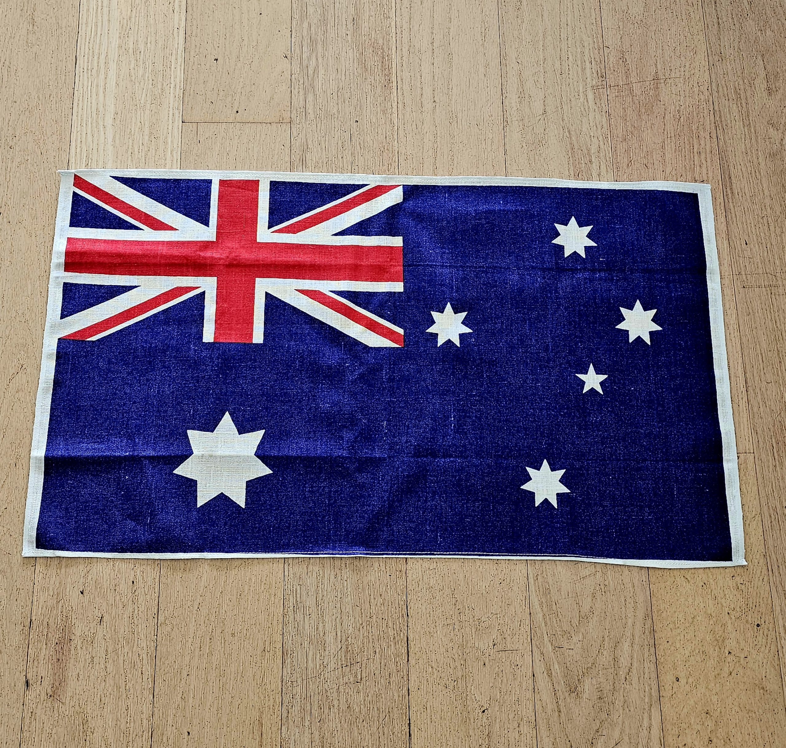 Teatowel - Flag of Australia - morpeth antique centre hunter valley region cotton linen tea towel table cloth road trip souvenier australian flag