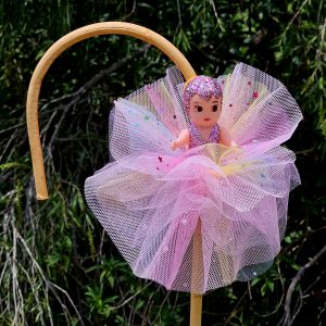 Kewpie Doll on Hooked Cane – Rainbow