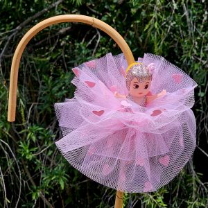 Kewpie Doll on Hooked Cane – Pink Hearts