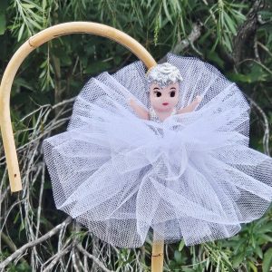 Kewpie Doll on Hooked Cane – White