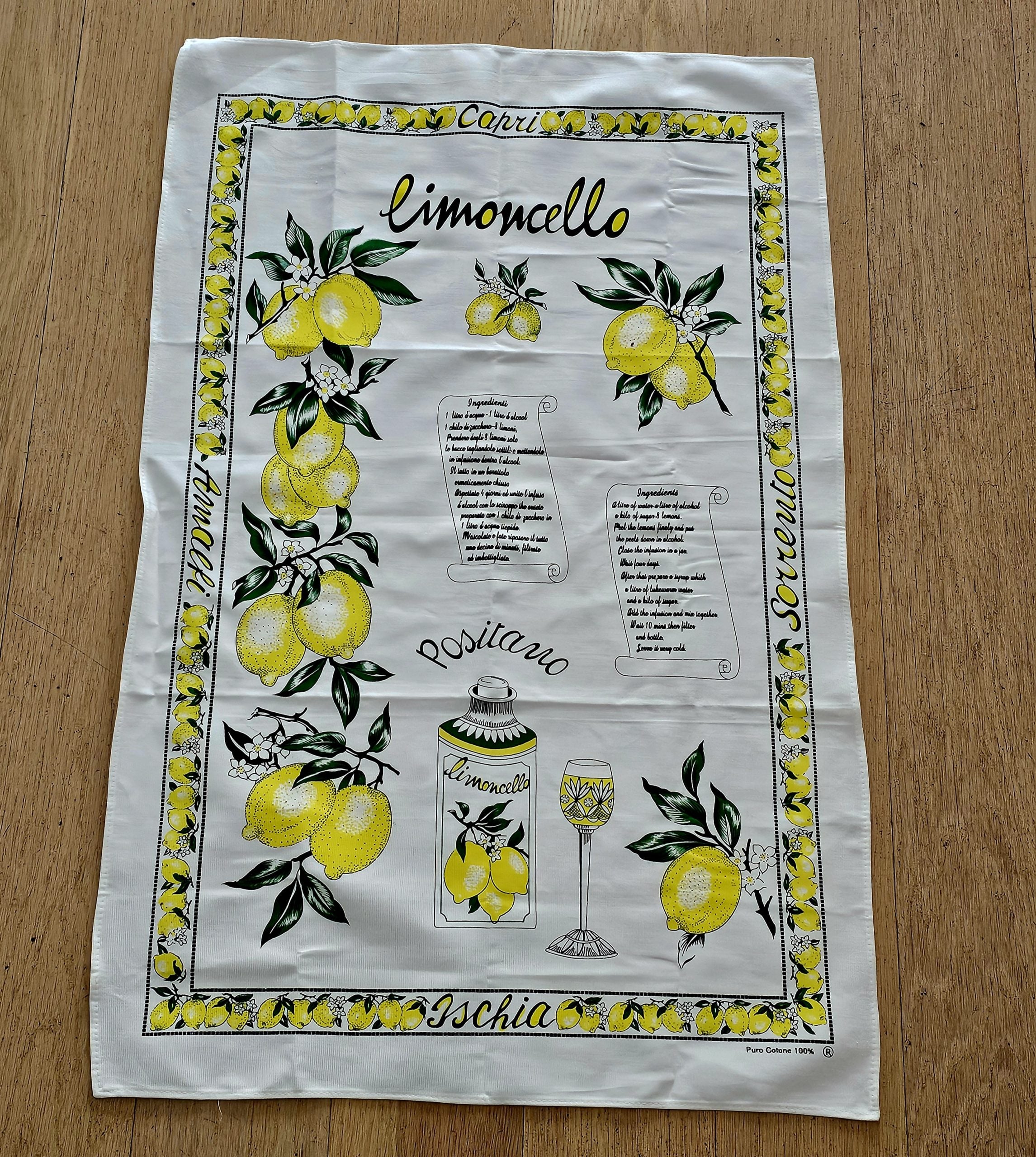 Teatowel - Positano, Italy (Limoncello) - morpeth antique centre hunter valley region vintage pre loved linen cotton souvenier holiday road trip tea towel limoncello italy amalfi coast positano