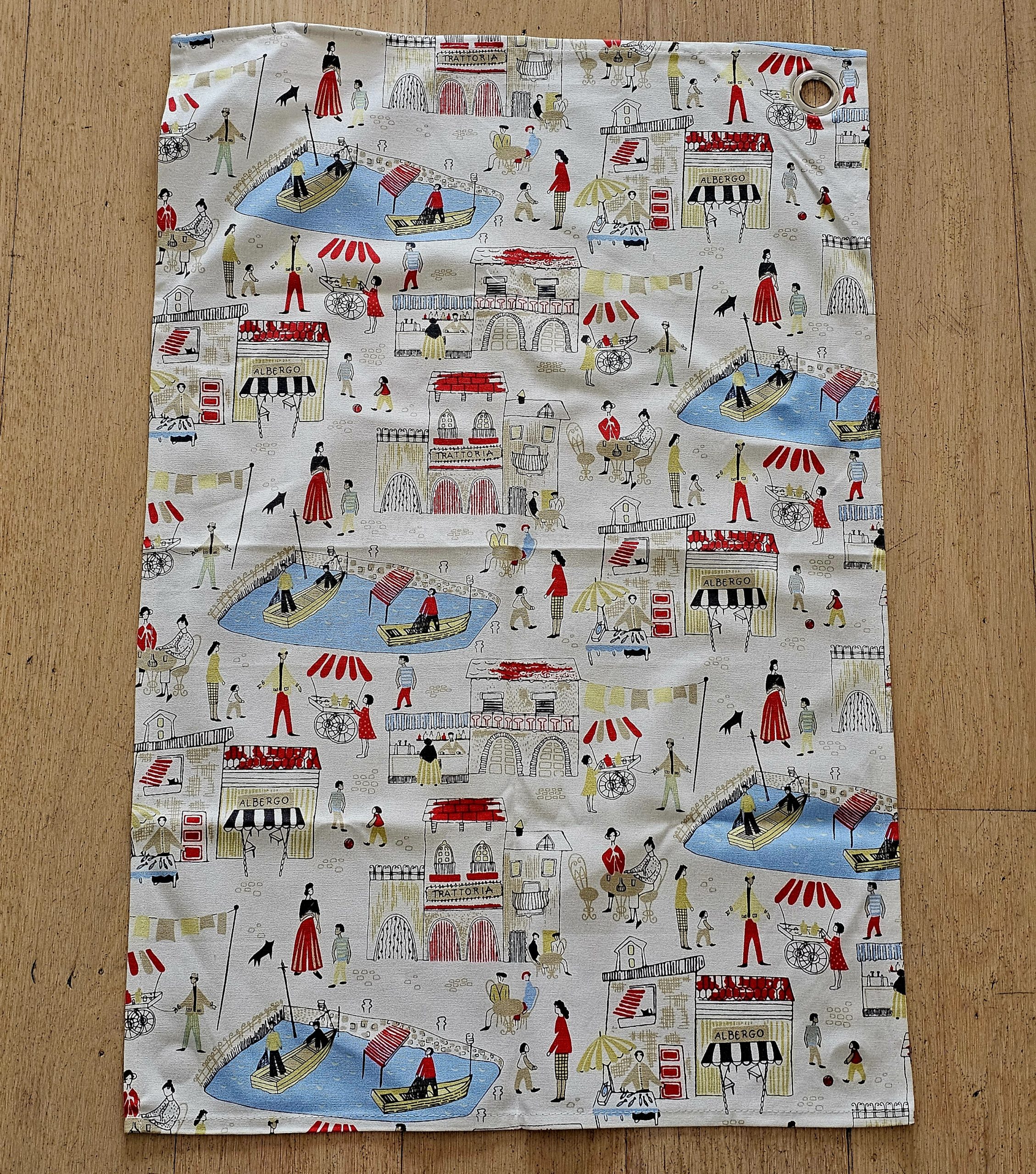 Teatowel - Portofino, Italy - morpeth antique centre hunter valley region vintage pre loved linen cotton souvenier holiday road trip tea towel victoria albert museum portofino italy