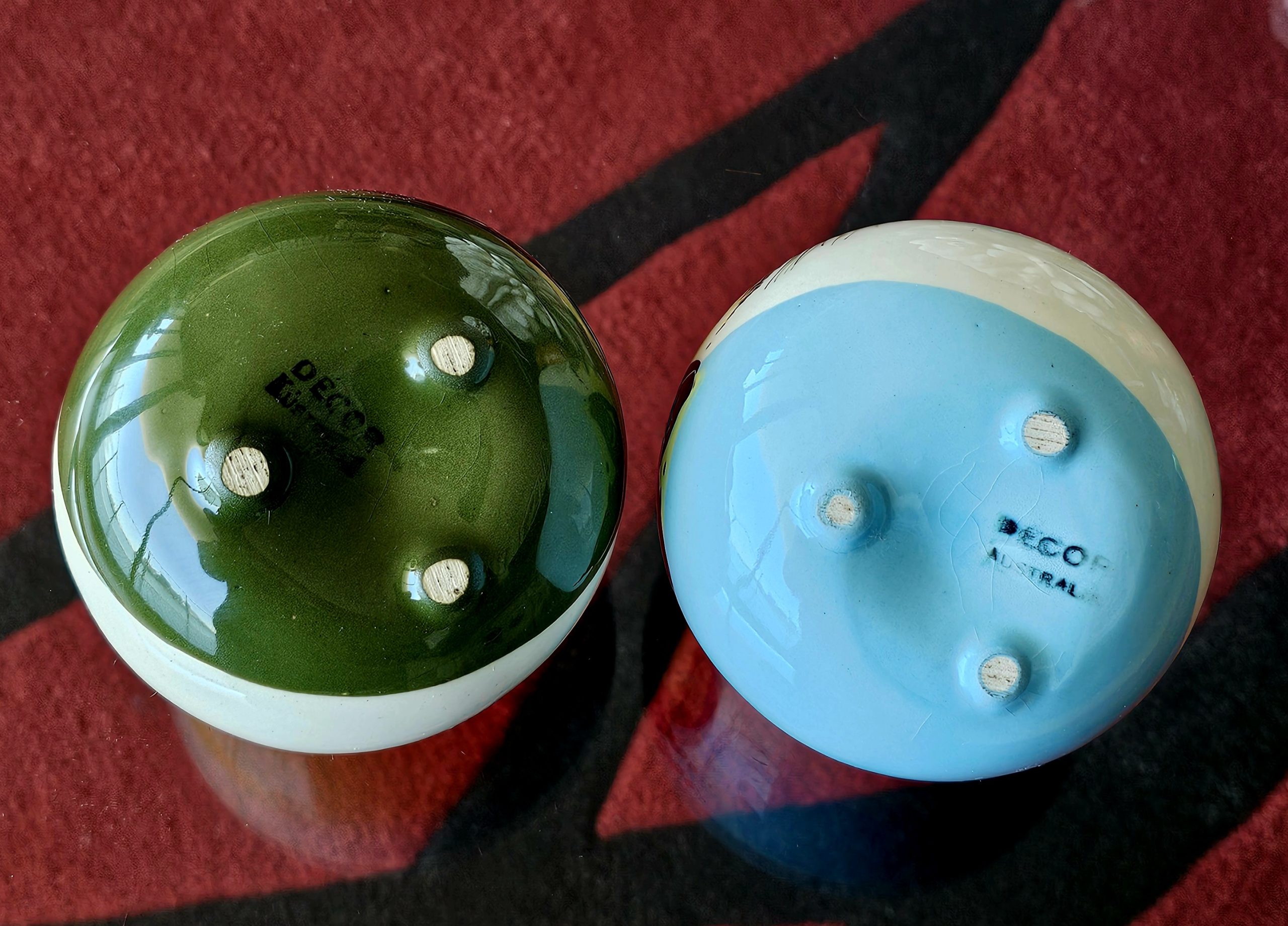 Australian Pottery Vase Pair - morpeth antique centre hunter valley region vintage decor pottery ceramic vase bowl souvenier ware indigenous children australia