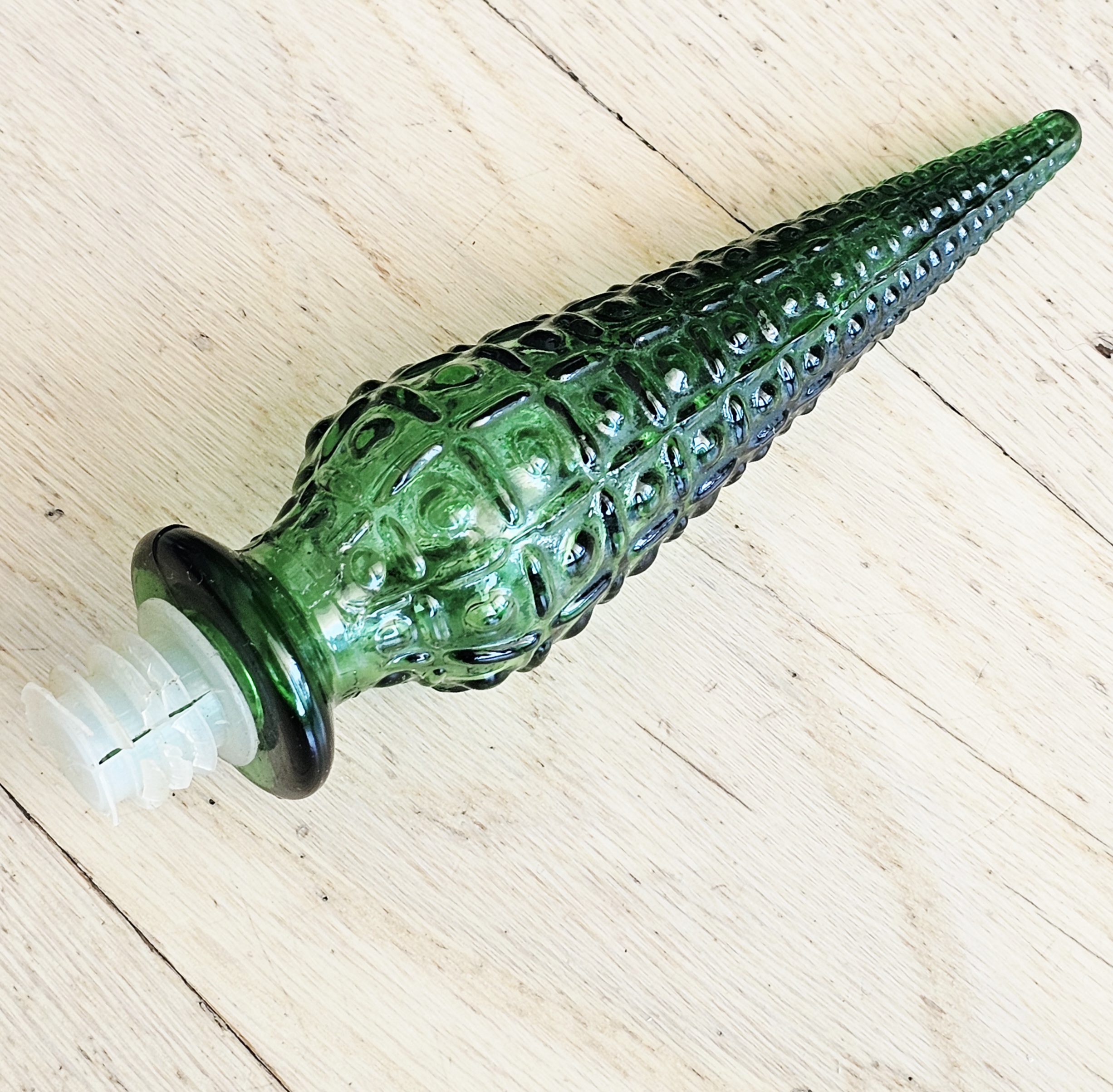 Genie Bottle - Green - morpeth antique centre hunter valley region vintage italian genie bottle green glass hobnail italy
