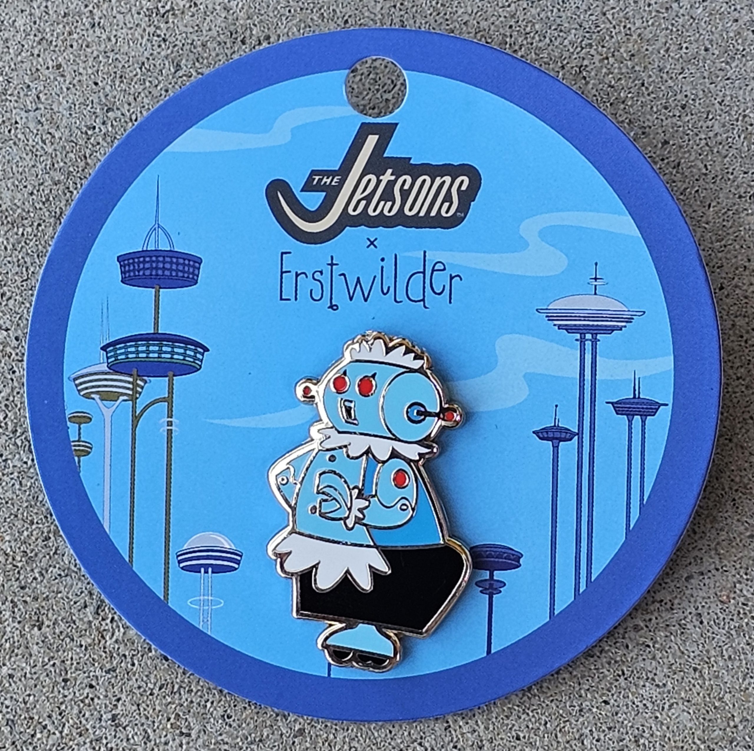 Erstwilder Enamel Pin - Rosie the Robot - morpeth antique centre hunter valley region hanna barbera erstwilder brooch earrings necklace enamel pin george judy jane elroy rosie the robot jetsons meet astro