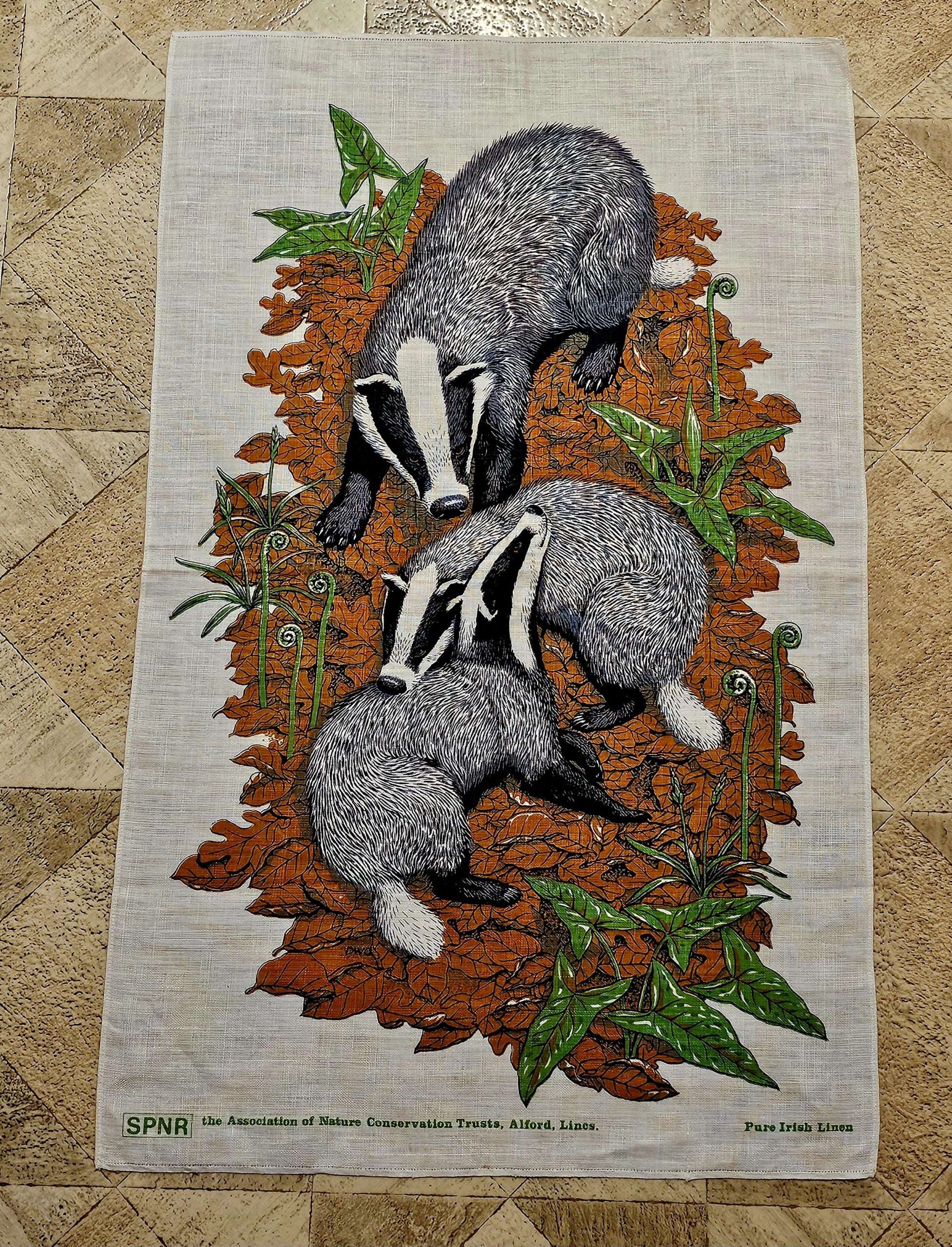 Teatowel - Badgers - morpeth antique centre hunter valley region vintage tea towel cotton linen australian international road trip irish polish czech badgers