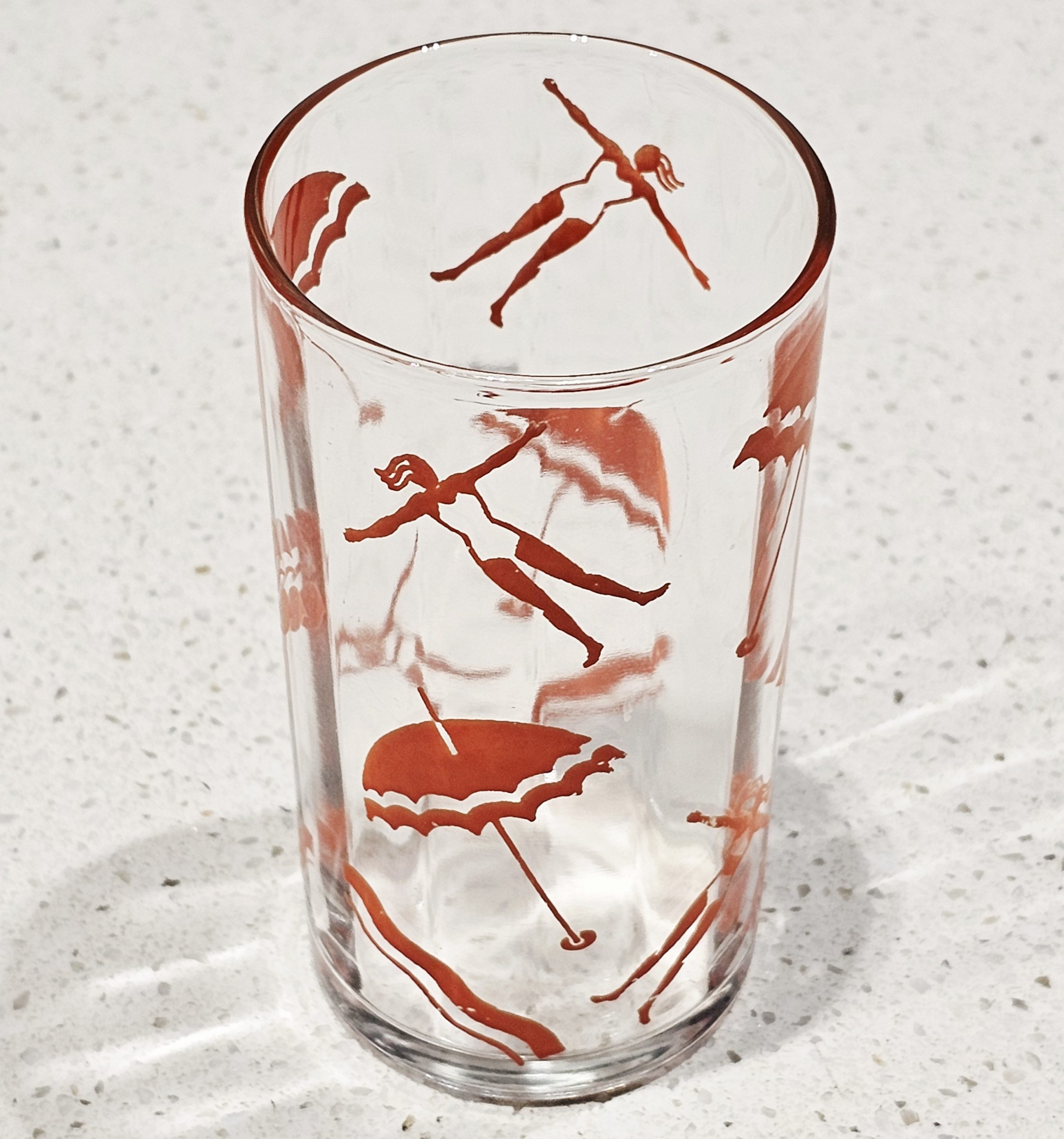 Swanky Swig Glass - Pool Side - morpth antique centre hunter valley region swanky swig glass condiment jar eta kraft cottees sanitarium barnes farmers union ship pirate clipper sail boat yacht sailing ocean lake cruise liner white star titanic britannia pool side beach