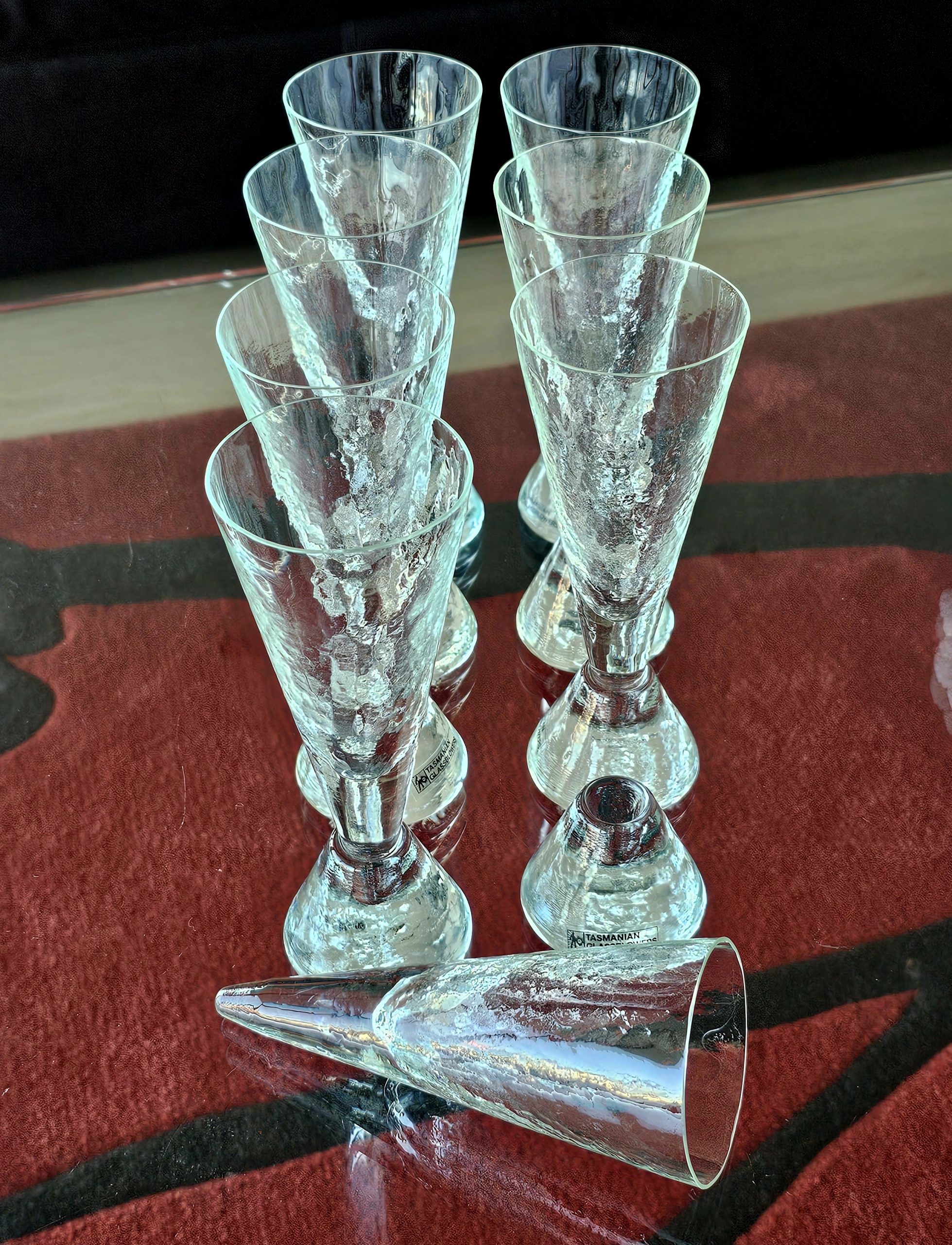 Australian Art Glass Set of Four - morpeth antique centre hunter valley australian art glass tasmanian james dodson glassblowers breadalbane hand made crafted