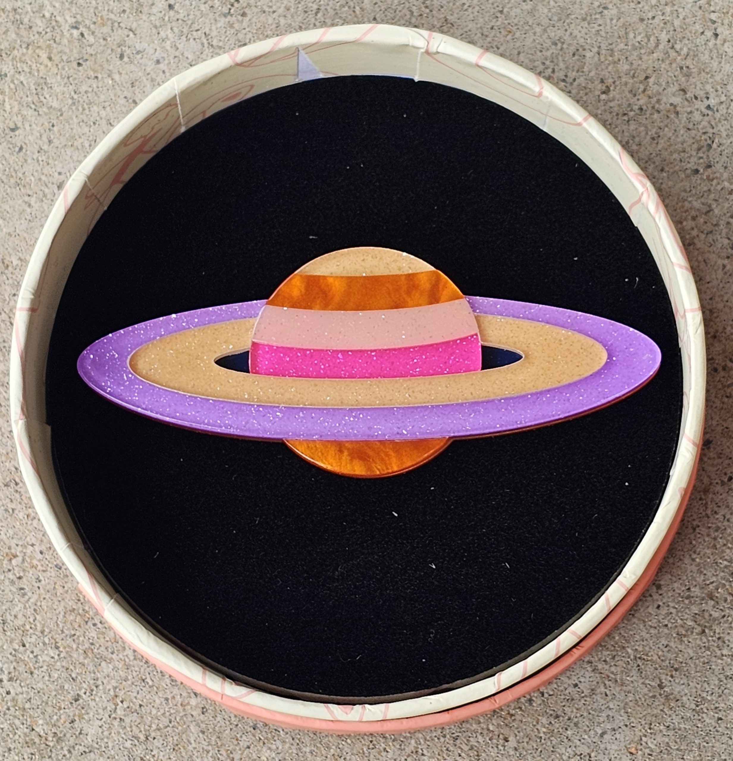 Erstwilder Brooch - Sixth From the Sun - morpeth antique centre hunter valley region erstwilder earrings necklace hair cardigan clips brooch fan favourites collectable resin sixth from the sun saturn planet space