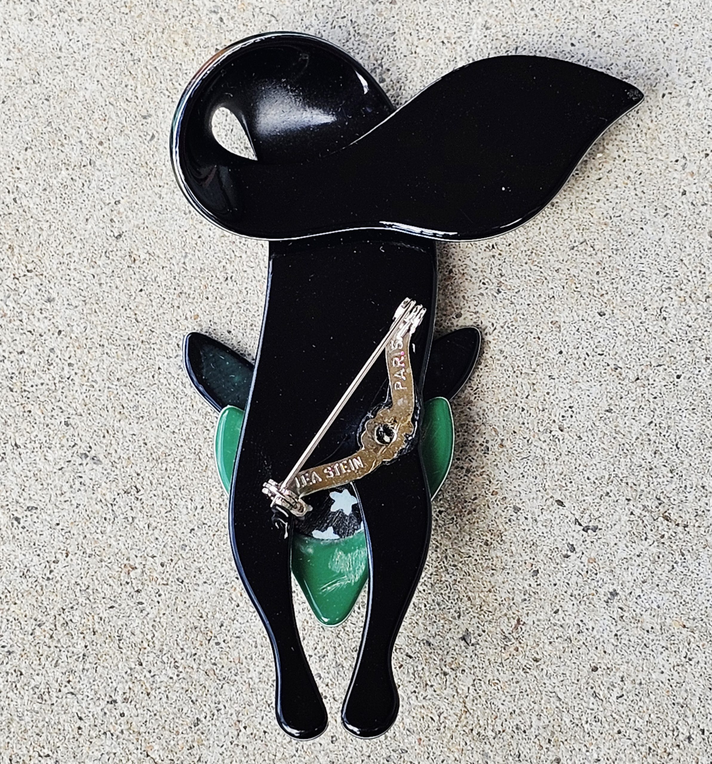 Lea Stein - Fox Brooch - morpeth antique centre hunter valley region resin brooch fox lea leah stein mother of pearl paua shell look design