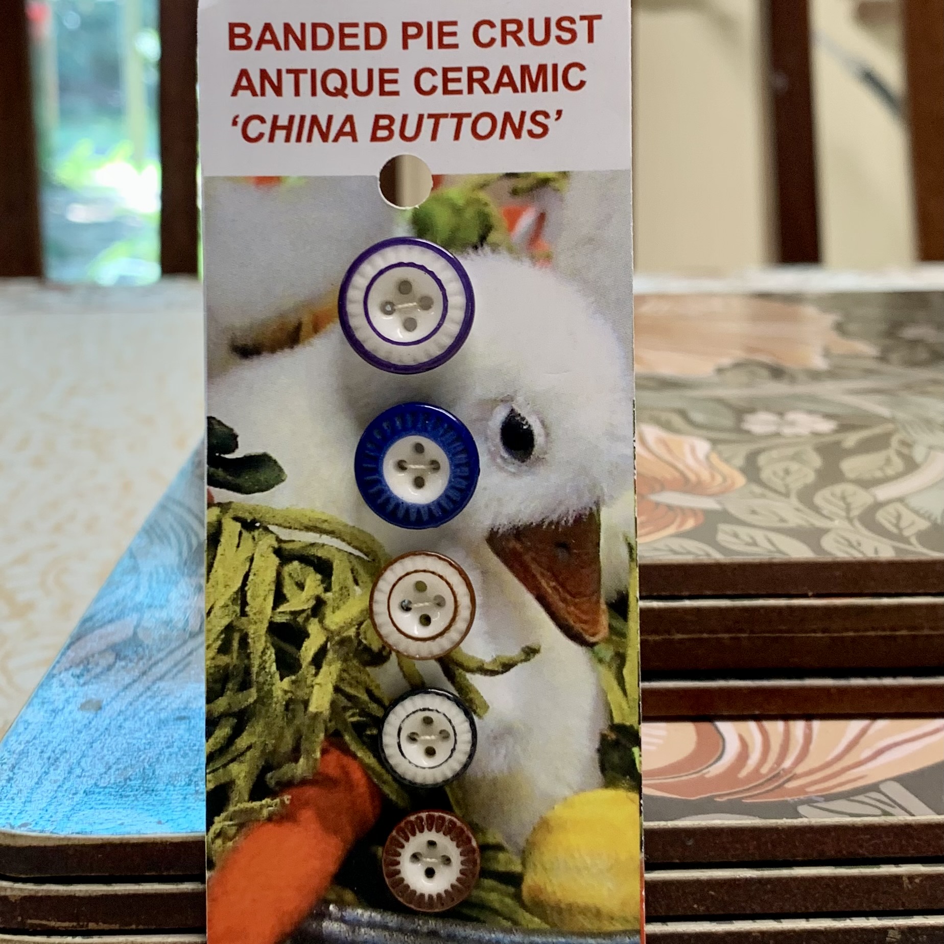 Banded Pie Crust, 5 china buttons (code 009) - Morpeth Antique Centre NSW Buttons Chinas Banded Pie Crust